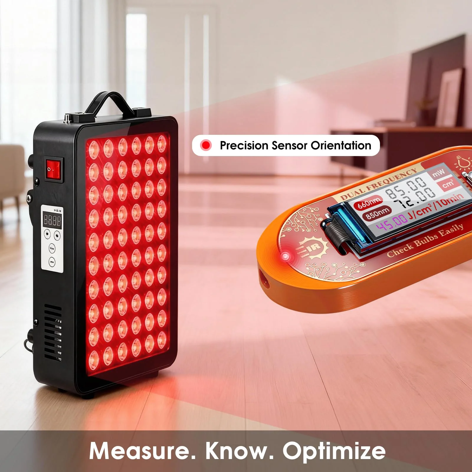 Red Light Therapy Meter - 660nm & 850nm Detector with Real-Time Irradiance Reading, Energy Density Estimation, Compact Light Tester for Panels, Masks & Infrared Devices - Image 3