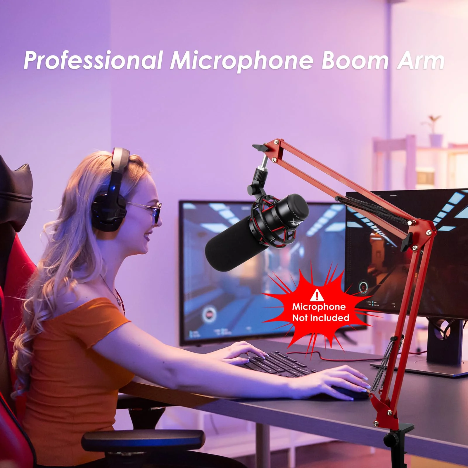 Red Mic Arm Compatible with HyperX QuadCast S - Premium QuadCast S Microphone Boom Arm for Gaming, Streaming by YOUSHARES Red - Image 7