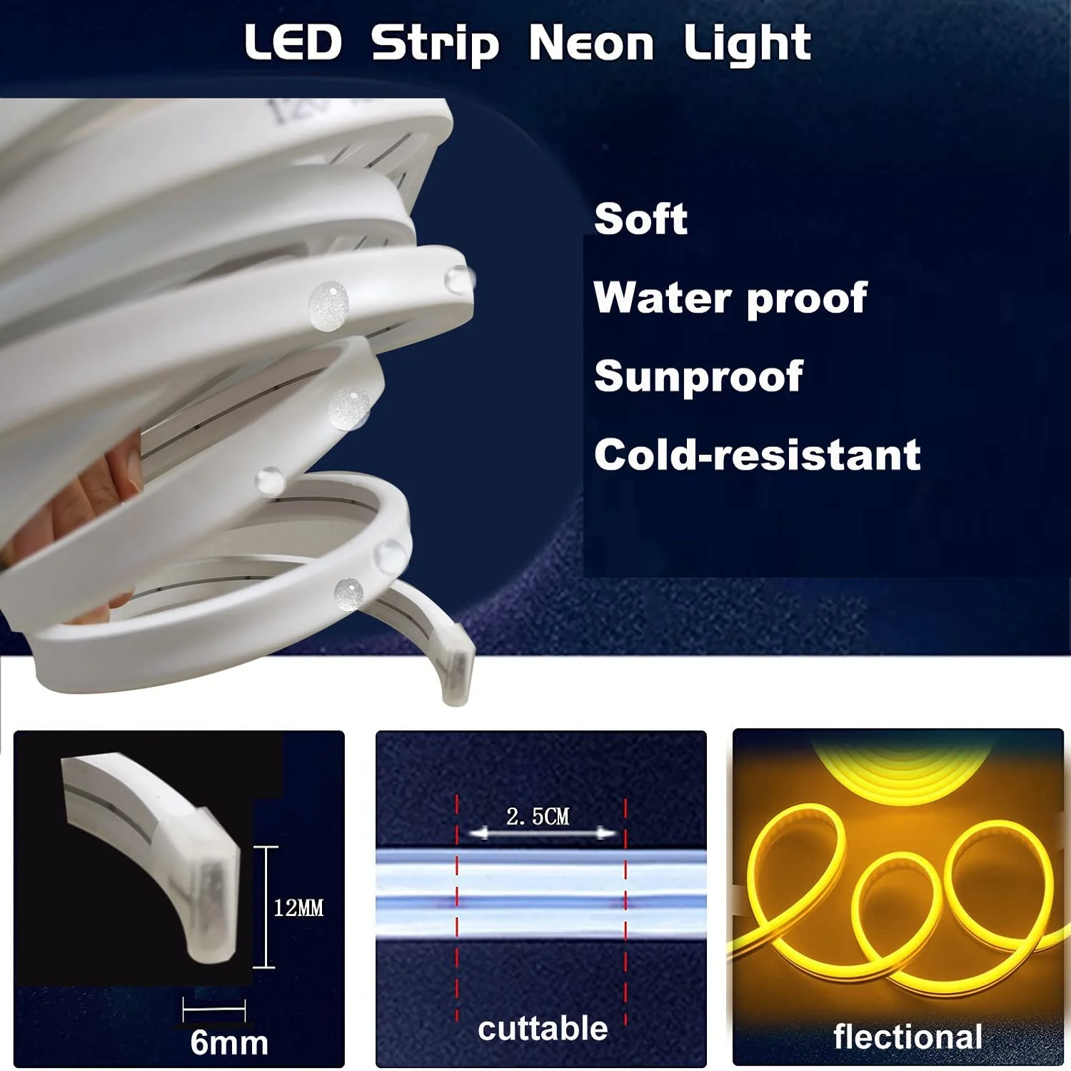 Red Neon LED Strip Lights，5M 12V DC 600 SMD2835 LEDs Waterproof Rope Light for Indoor Outdoor Home Decoration (Red Without Power Supply) Red Without Power Supply - Image 3