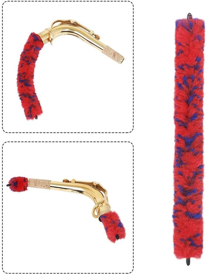 Red Saxophones Bend Neck Cleaning Brush Soft Clarinet Cleaner Microfiber Care Tool Woodwinds Neck Saver Clean Brushes for Tenor Bass Saxophones Saxophone Cleaning and Care - Image 4
