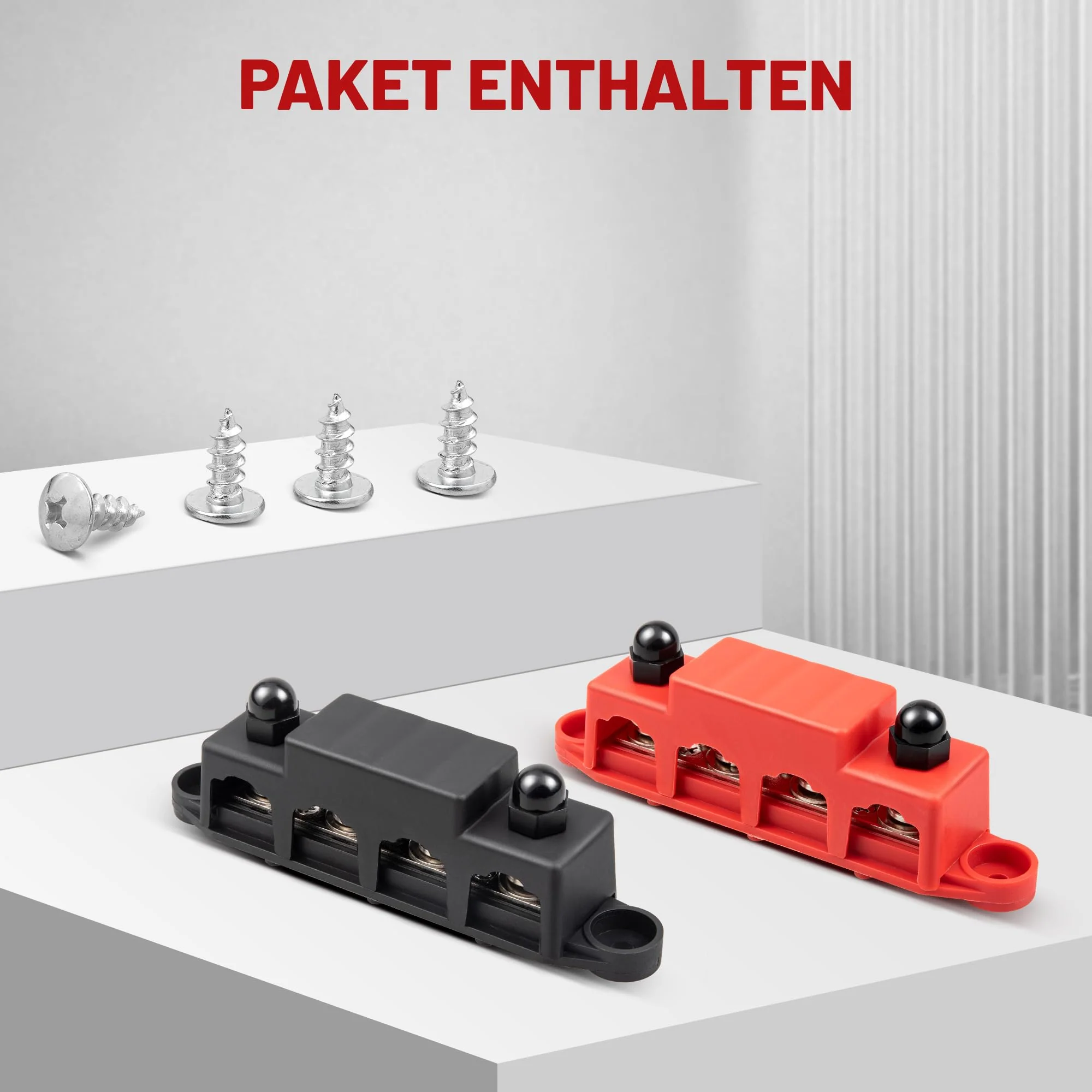 RED WOLF 250A Busbar Distribution Block 12V-48V DC, Distribution Rail with 4x M8/M10 & 3x M4 Terminal Bolts (M8) - Image 7