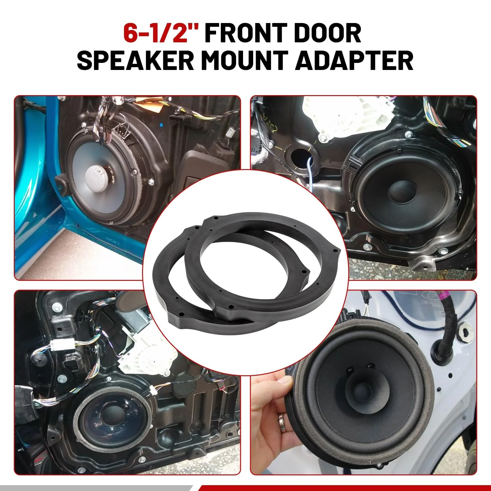 RED WOLF 6.5 Inch Front Rear Door Speaker Adapter Compatible with Ford 2013-2020 Mustang Fusion Fiesta Focus Install 6-1/2" Aftermarket Audio Speaker Spacer Ring Bracket 2 PCS PJFD03-1906 - Image 6
