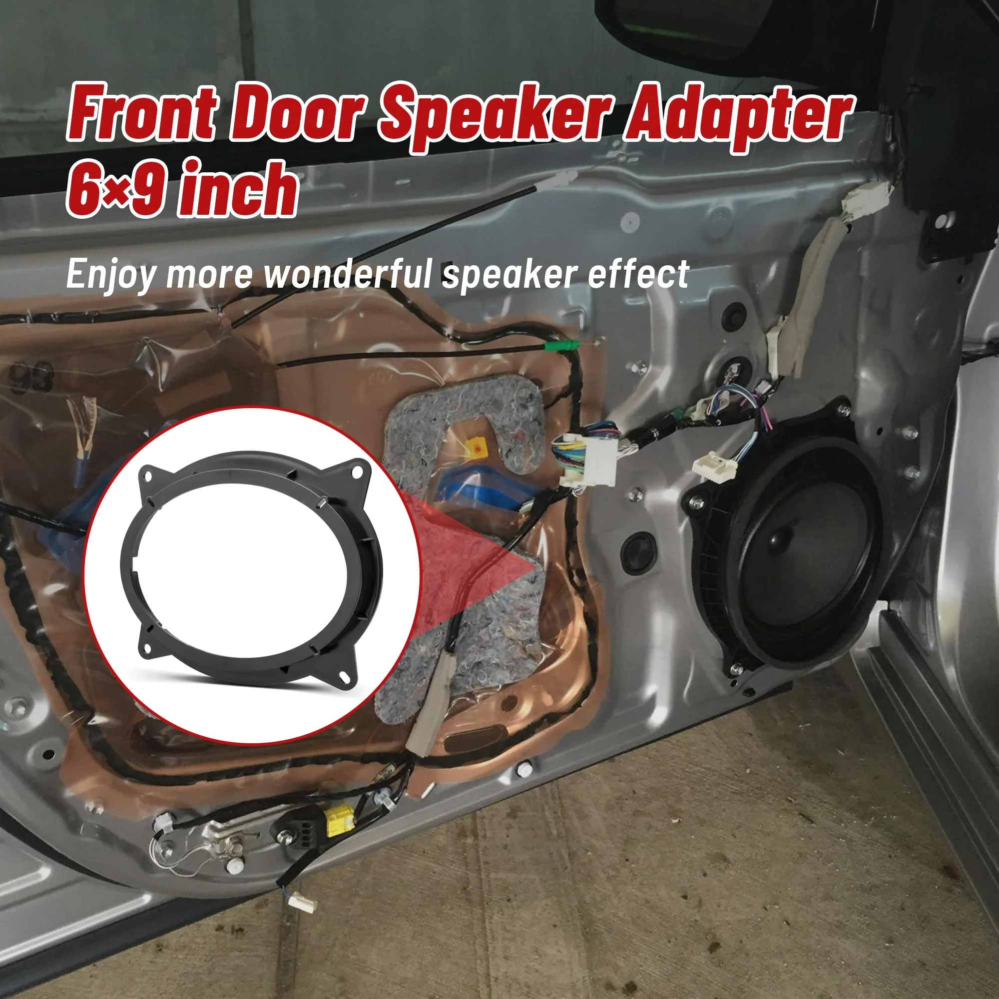 RED WOLF 6" x 9" Front Door Speaker Mount Adapter Fit for 2012 Up Toyota Camry Highlander Tacoma Kluger Sienna Avalon Install Aftermarket Audio Speaker Spacer Ring Bracket Holder 2 PCS - Image 3