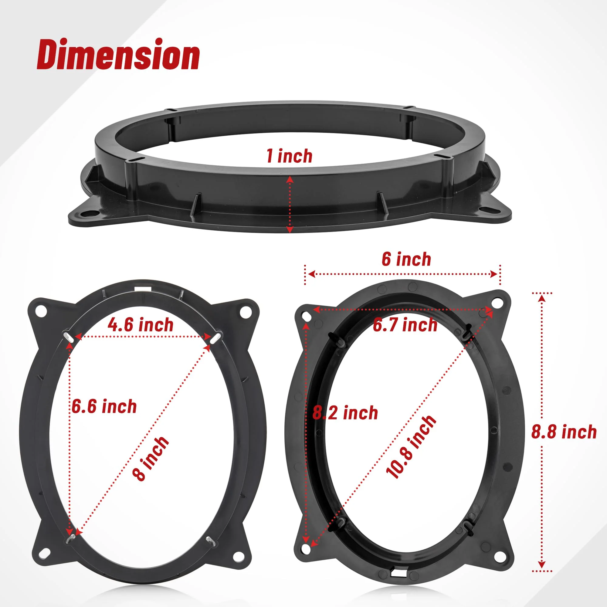 RED WOLF 6" x 9" Front Door Speaker Mount Adapter Fit for 2012 Up Toyota Camry Highlander Tacoma Kluger Sienna Avalon Install Aftermarket Audio Speaker Spacer Ring Bracket Holder 2 PCS - Image 4