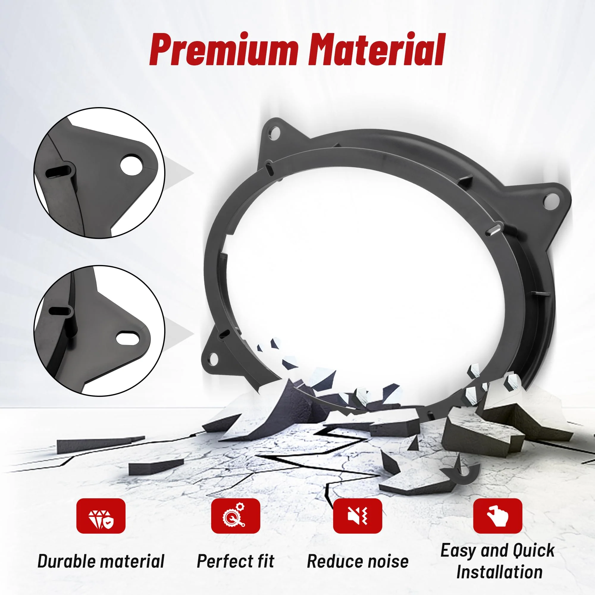 RED WOLF 6" x 9" Front Door Speaker Mount Adapter Fit for 2012 Up Toyota Camry Highlander Tacoma Kluger Sienna Avalon Install Aftermarket Audio Speaker Spacer Ring Bracket Holder 2 PCS - Image 5
