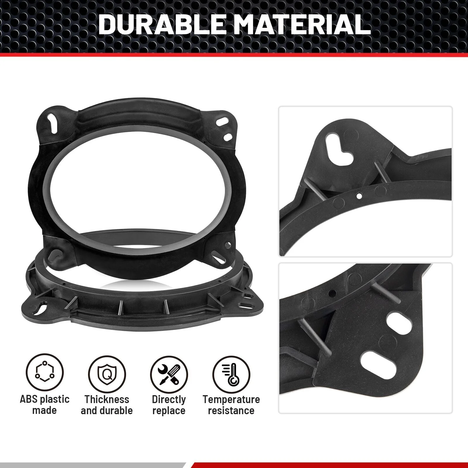 RED WOLF 6" x 9" Front Door Speaker Mount Adapter for 2004 Up Toyota 4Runner Avalon Highlander Tacoma Prius Sequoia Tundra Install 6 x 9” Aftermarket Audio Speaker Spacer Ring Bracket 2 PCS - Image 2