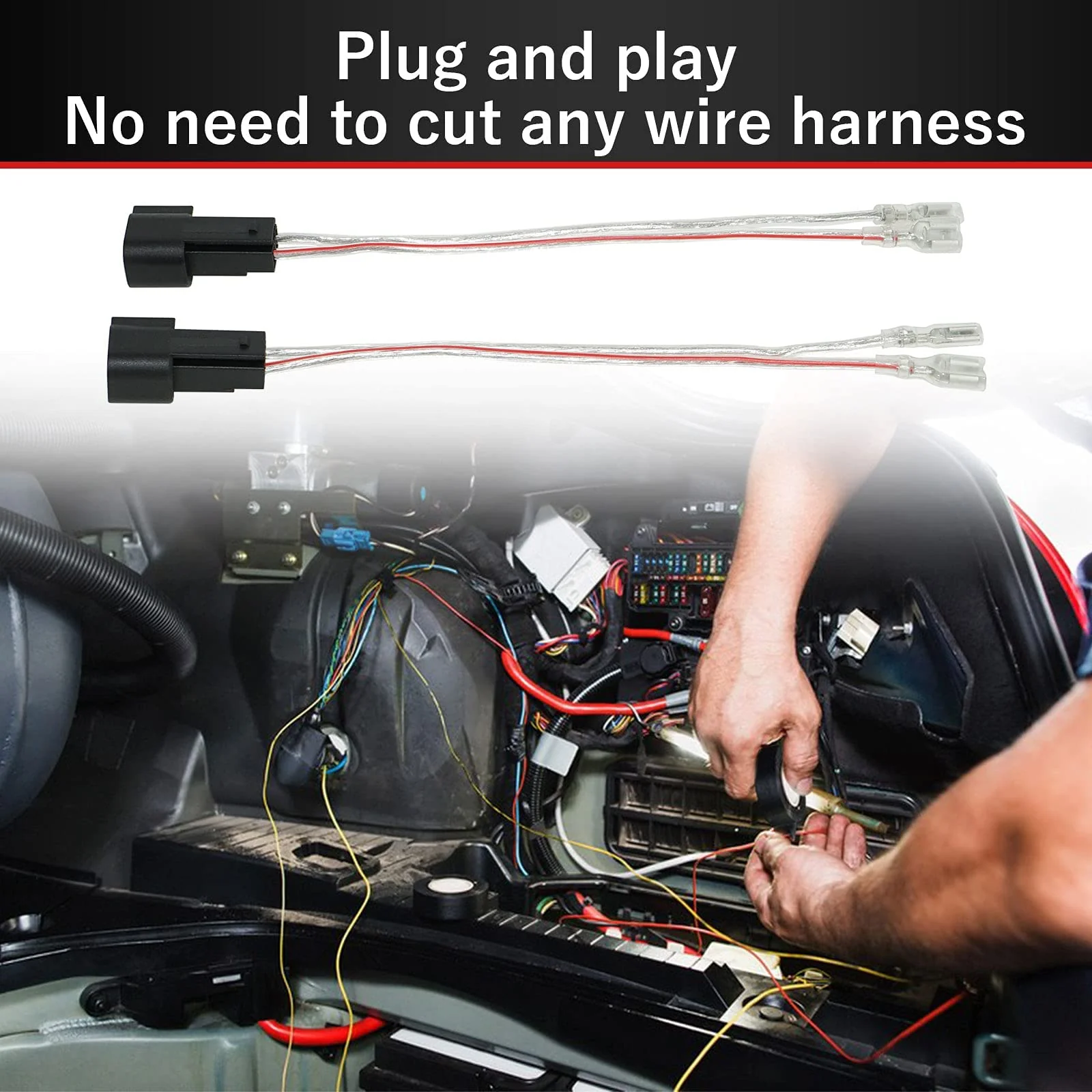RED WOLF Car Front Rear Door Speaker Wiring Harness Compatible with 2000-2014 Ford F150/250 Escape, Mustang, Mercury, 2005-2013 Mazda 3 6 Series Replace Door Speaker Cable Plug - Image 2