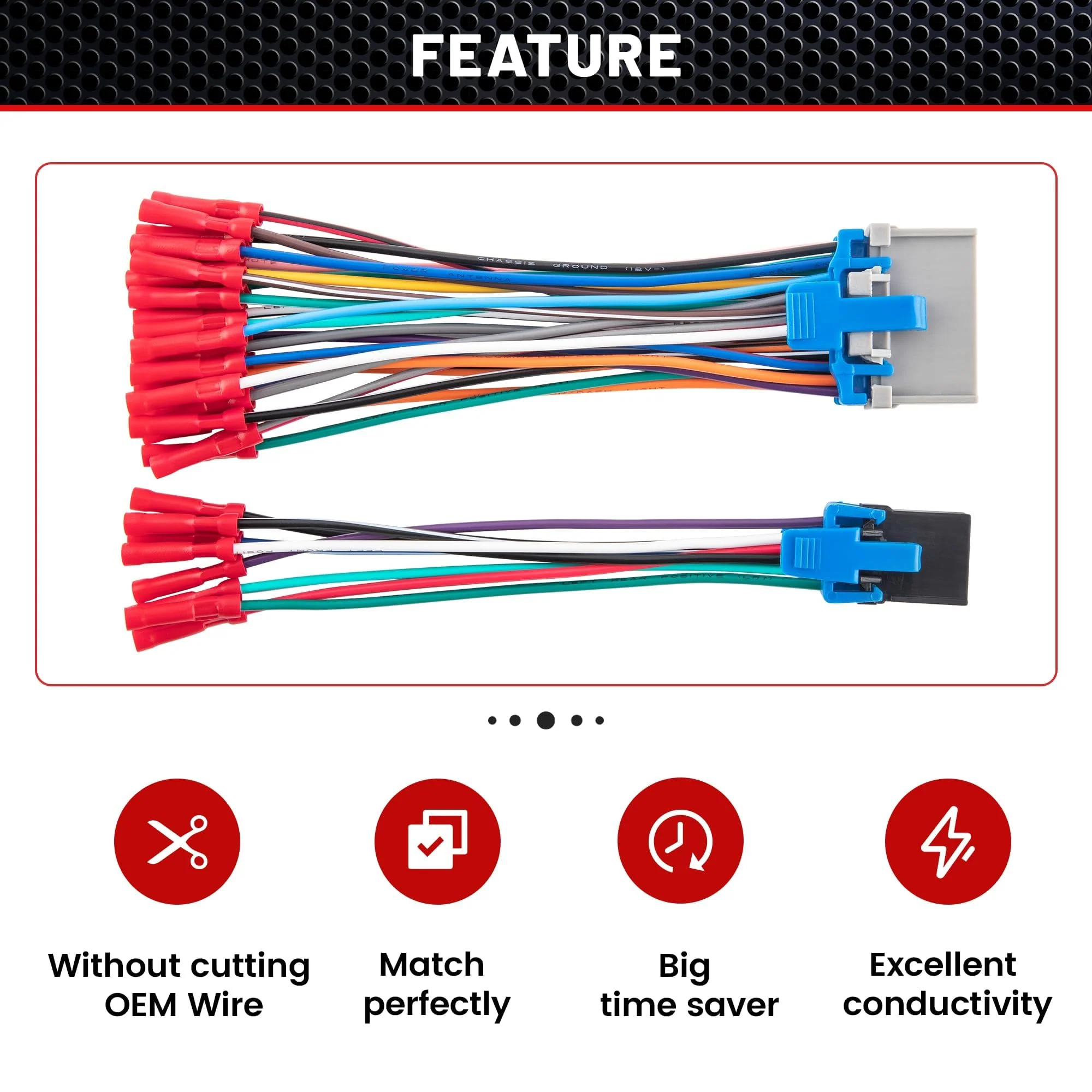 RED WOLF Car OE Radio Reverse Wiring Harness Fit for 2002-2007 GM GMC Sierra Chevy Silverado Buick Cadillac Pontiac Replace Factory Stereo Wire w/Connector Butt - Image 3