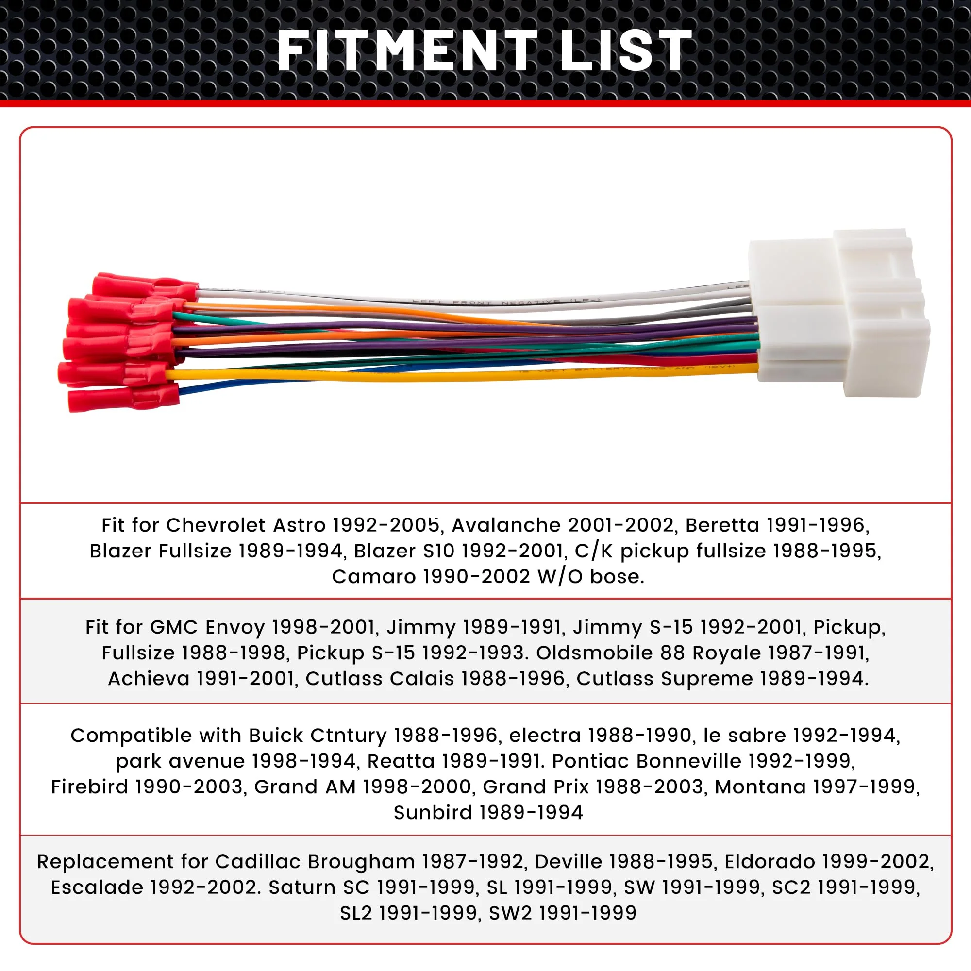 RED WOLF Car Radio Harness W/Wire Connector Butt for 1999-2002 GMC Chevy Chevrolet Sierra Suburban Install Aftermarket Stereo Head Unit CD Player Wire Cable Adapter Plug - Image 5
