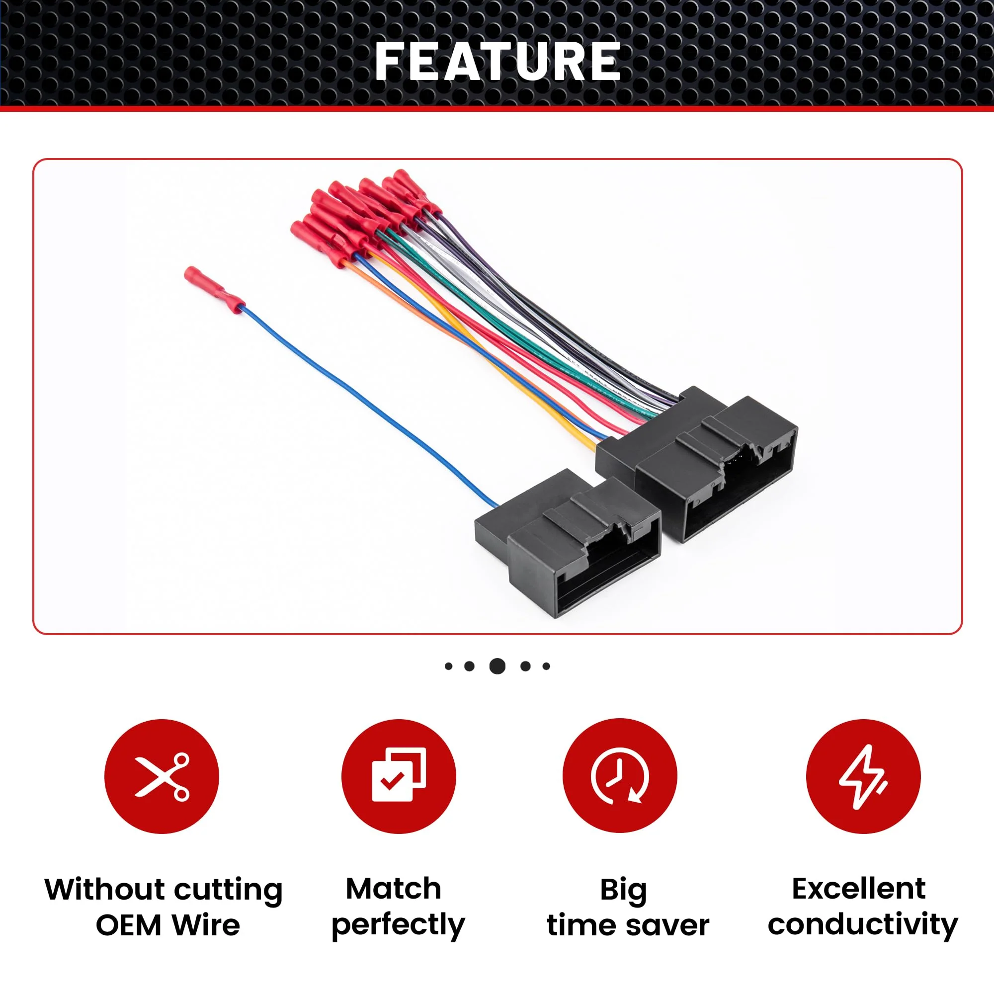 RED WOLF Car Radio Wiring Harness Compatible with Ford Transit 2014-2019, 2013-2018 Ford Fiesta, 2013-2017 Ford Focus Install Aftermarket Stereo Cable Adapter w/Connector Butt for AMP System - Image 3