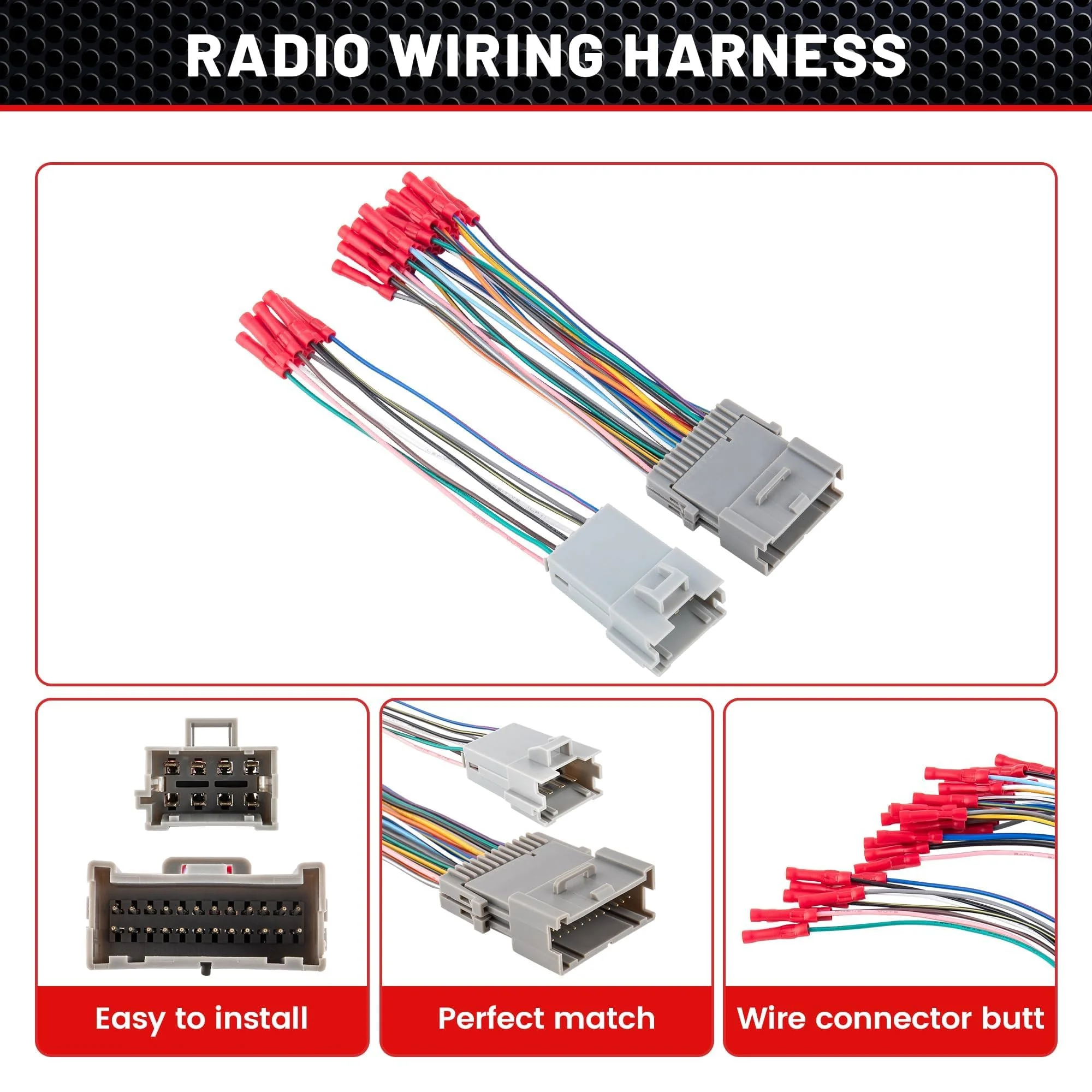 RED WOLF Factory Amplifier Bypass Wiring Harness for 1998-2009 GMC Yukon Chevy Tahoe Suburban Cadillac Escalade w/Wire Connector Butt for Bose AMP Wire Connector Adapter Cable Adaptor Plug - Image 5