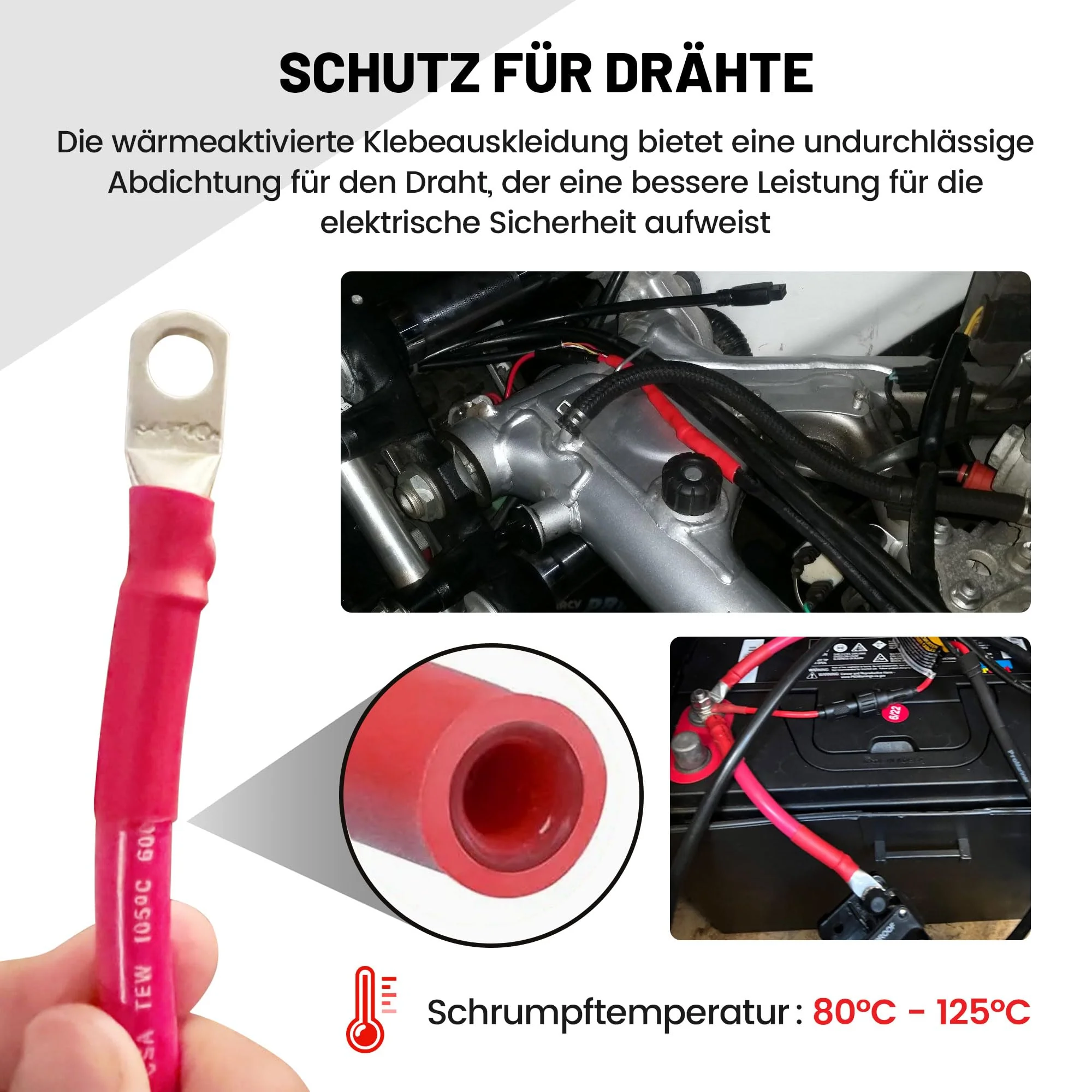 RED WOLF Heat Shrink Tube Set with Adhesive 3:1 Shrink Ratio Double Wall Heat Shrink Tube Waterproof Heat Shrink Tube Red & Black 270 Pieces - Image 3