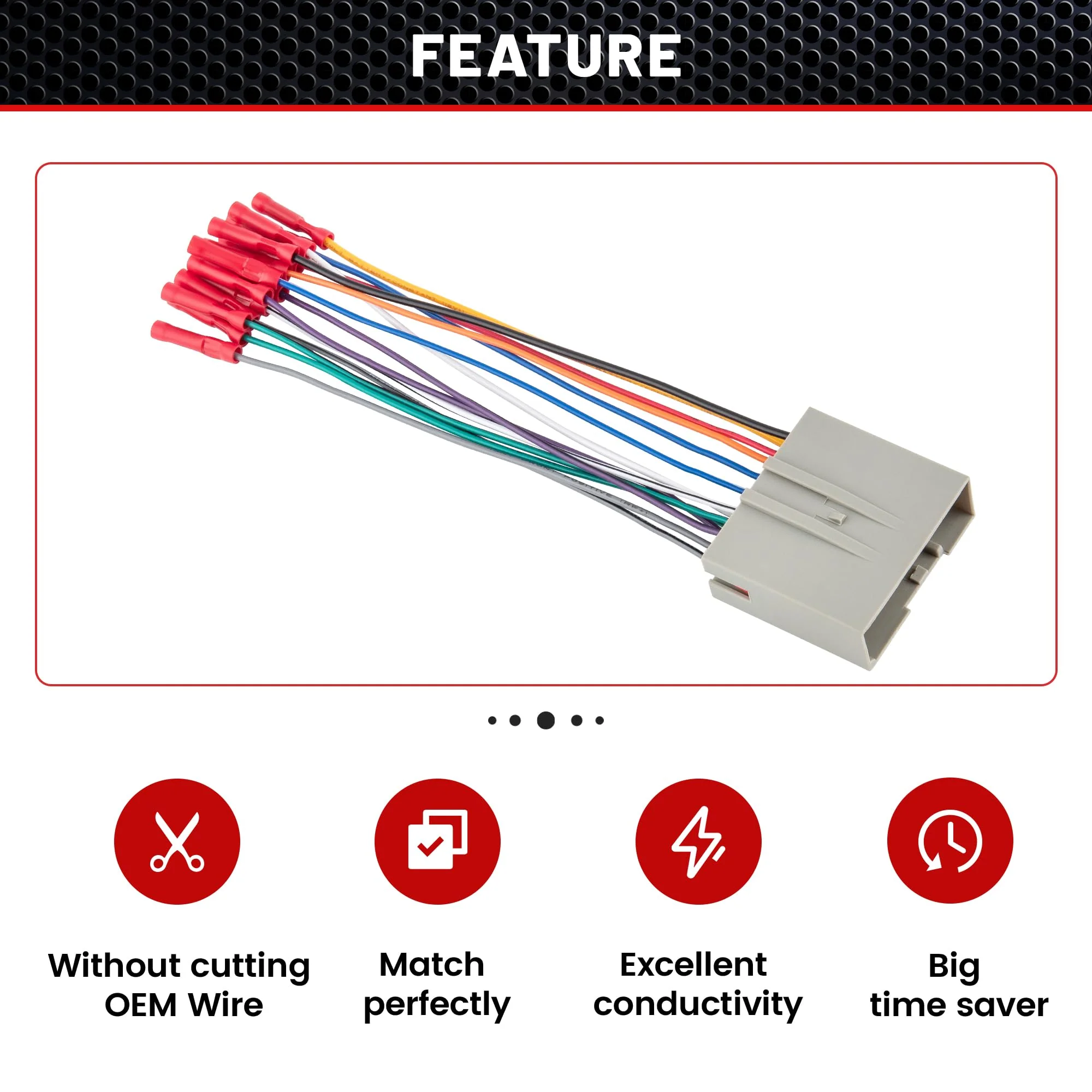 RED WOLF Radio Harness Compatible with Ford 2003-Up F150 Focus Explorer Lincoln MKX for 2006-2008 Hyundai Sonata Install Aftermarket Stereo Power Speaker Wiring Harness w/Connector Butt - Image 3