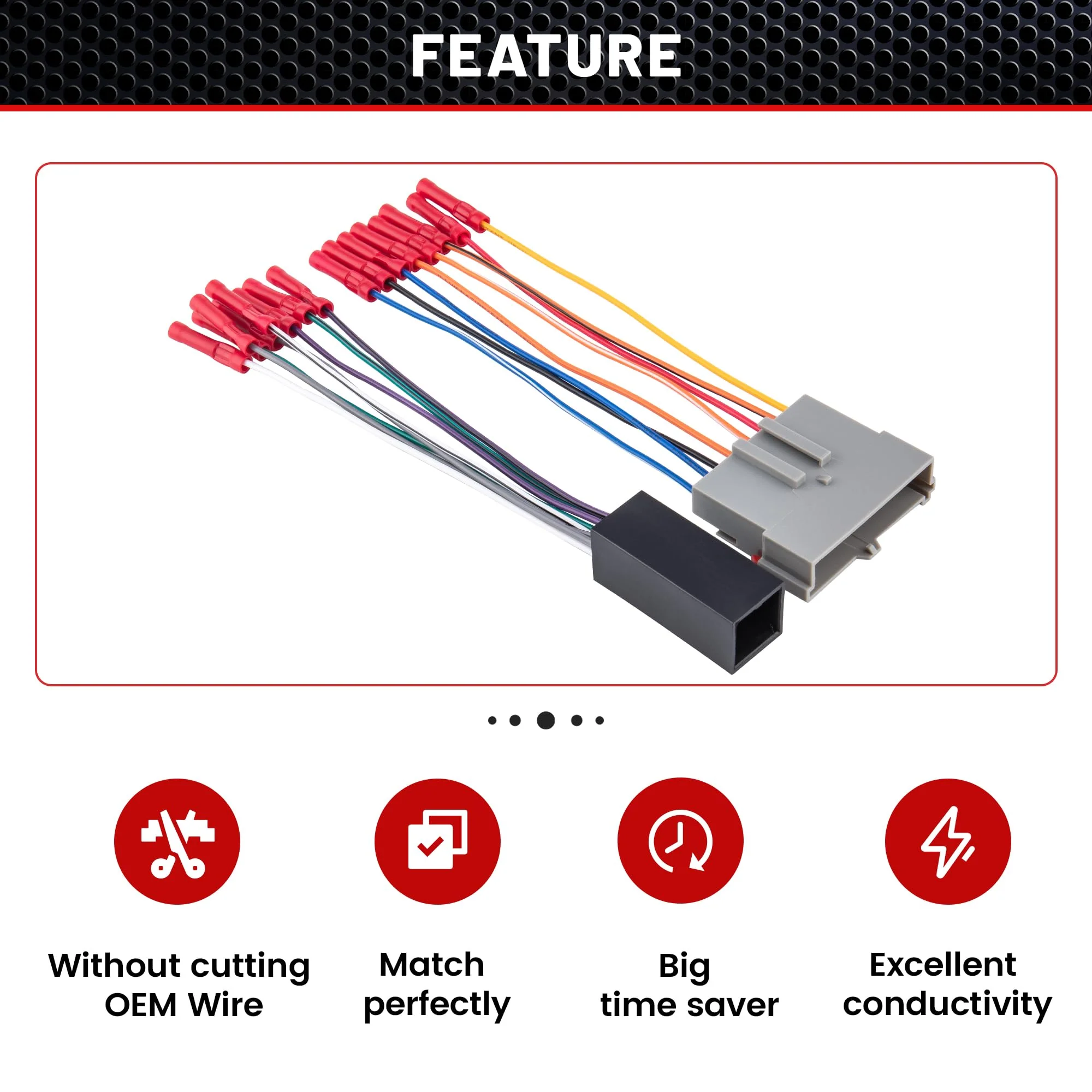 RED WOLF Stereo Harness w/Wire Connector Butt Amplifier Integration Fit for 1986-2000 Ford Mustang Explorer F150/250, Lincoln Town, Mercury Radio Connector Adapter Premium Mach Sound System - Image 2