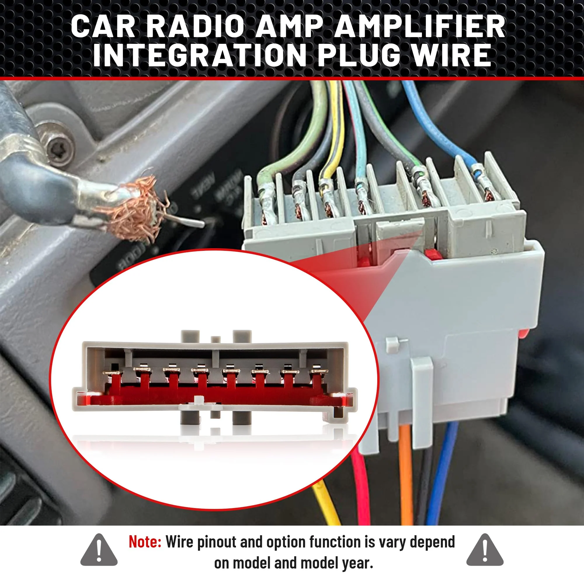 RED WOLF Stereo Harness w/Wire Connector Butt Amplifier Integration Fit for 1986-2000 Ford Mustang Explorer F150/250, Lincoln Town, Mercury Radio Connector Adapter Premium Mach Sound System - Image 4