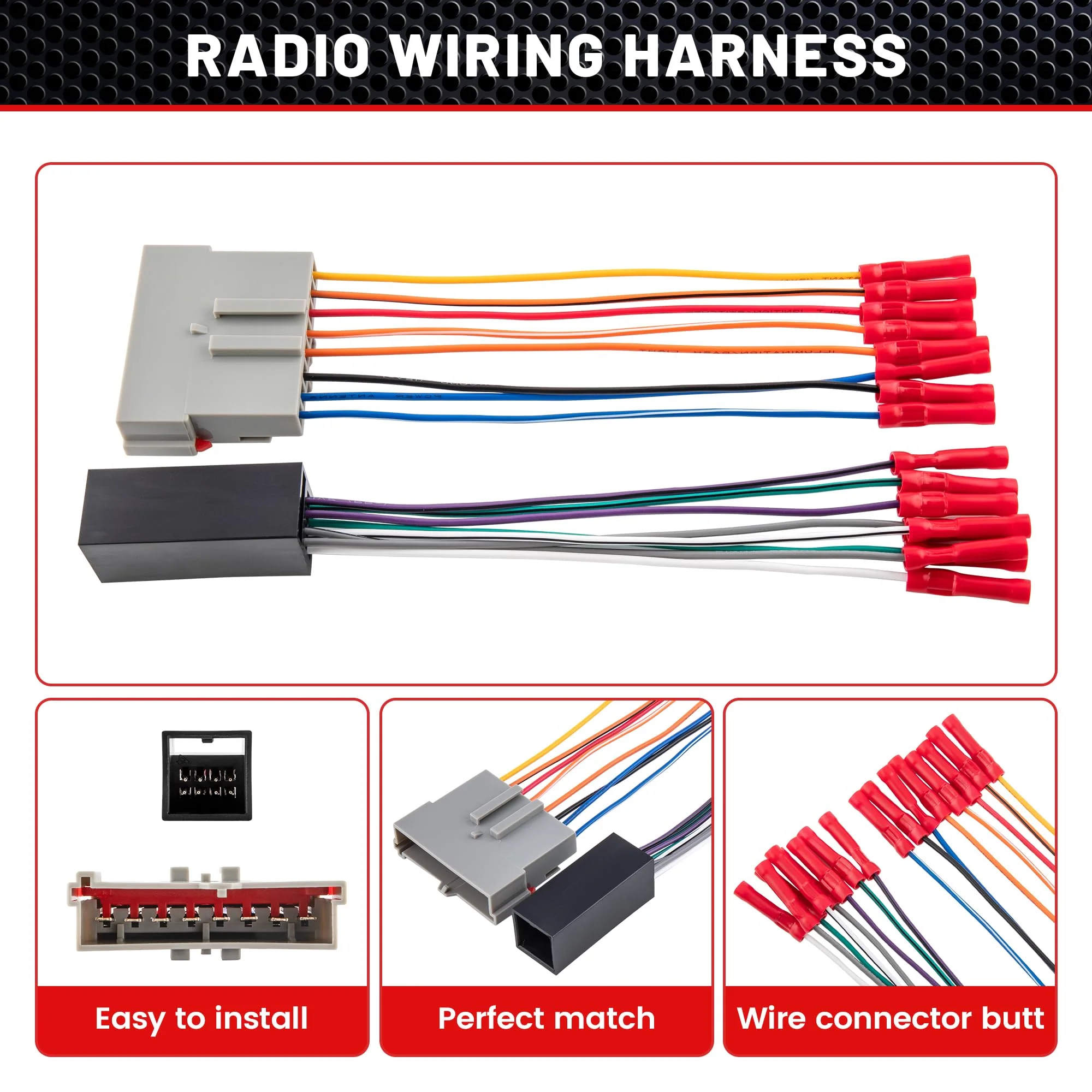 RED WOLF Stereo Harness w/Wire Connector Butt Amplifier Integration Fit for 1986-2000 Ford Mustang Explorer F150/250, Lincoln Town, Mercury Radio Connector Adapter Premium Mach Sound System - Image 5