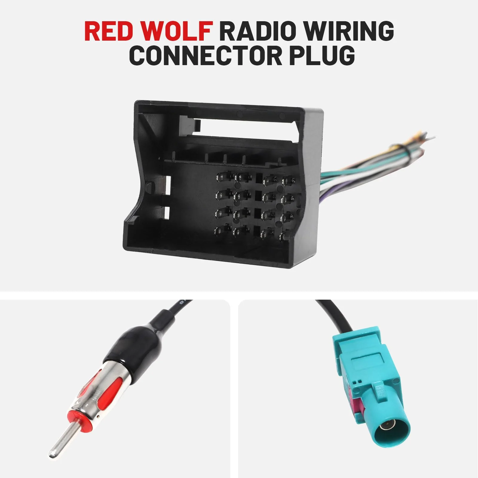 RED WOLF Stereo Wiring Harness w/Fakra Antenna Adapter for BMW 3/5, Volkswagen 2004-2015, Audi 2002-2010 Mercedes-Benz 2007-2015 Mount on Aftermarket Radio CD Player Wire Cable Kit - Image 3