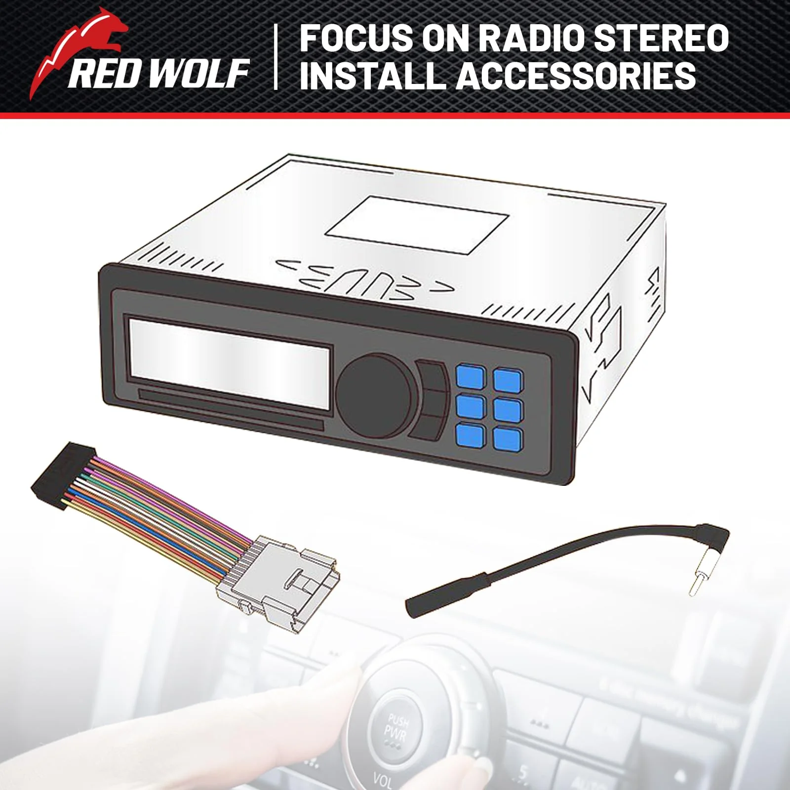 RED WOLF Stereo Wiring Harness w/Fakra Antenna Adapter for BMW 3/5, Volkswagen 2004-2015, Audi 2002-2010 Mercedes-Benz 2007-2015 Mount on Aftermarket Radio CD Player Wire Cable Kit - Image 7