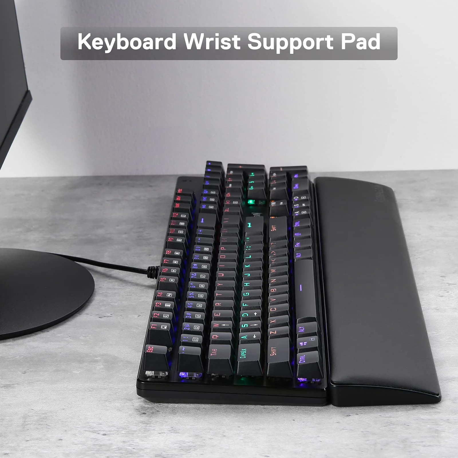 Redragon P037 Meteor L Computer Keyboard Wrist Rest Pad, Ergonomic Soft Memory Foam Wrist Support w/Anti-Slip Rubber Base, 100% 104 Keys Standard Size 17.12 x 2.87 in, 0.78 inch (20mm) Height, Black 100% Standard - Image 2