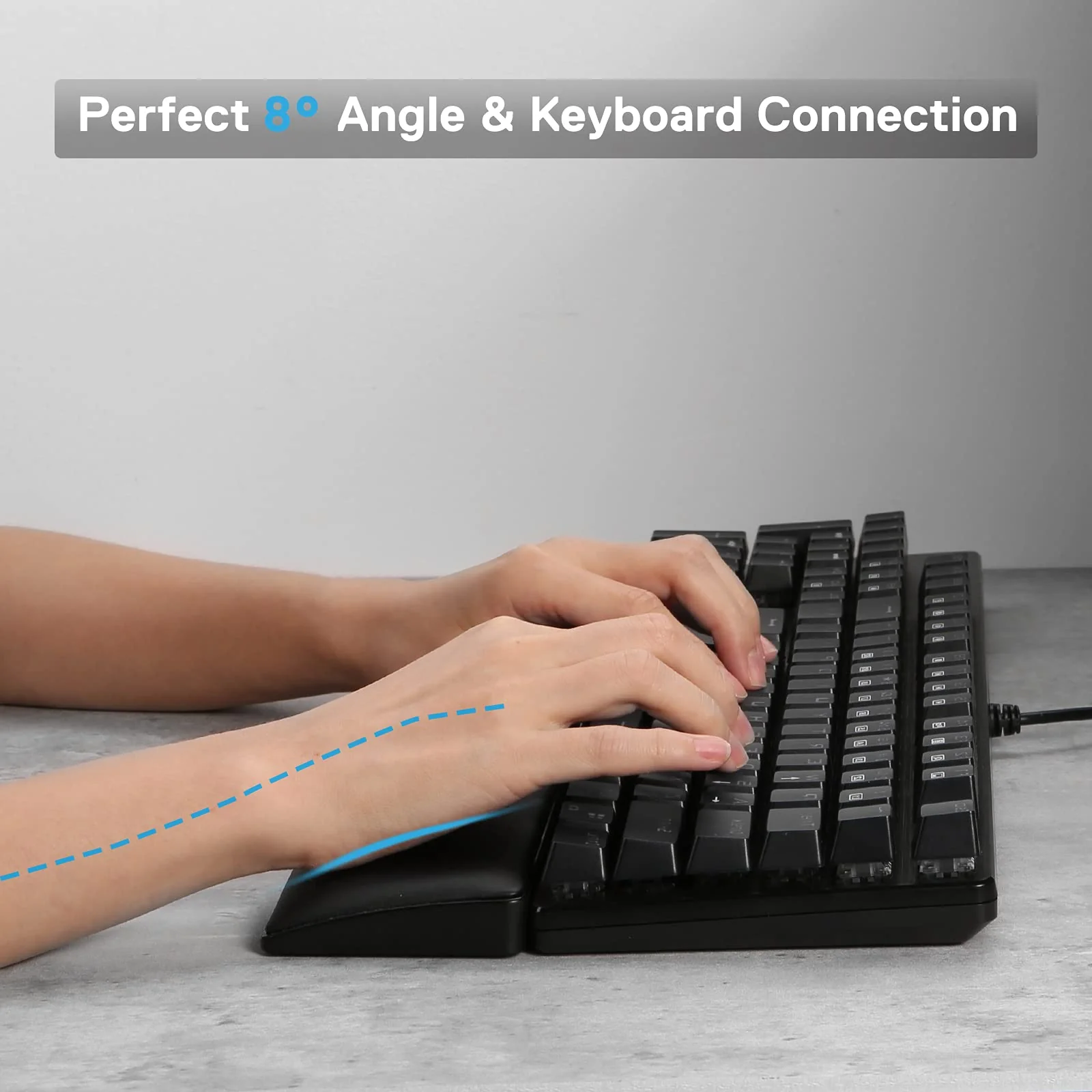 Redragon P037 Meteor L Computer Keyboard Wrist Rest Pad, Ergonomic Soft Memory Foam Wrist Support w/Anti-Slip Rubber Base, 100% 104 Keys Standard Size 17.12 x 2.87 in, 0.78 inch (20mm) Height, Black 100% Standard - Image 6