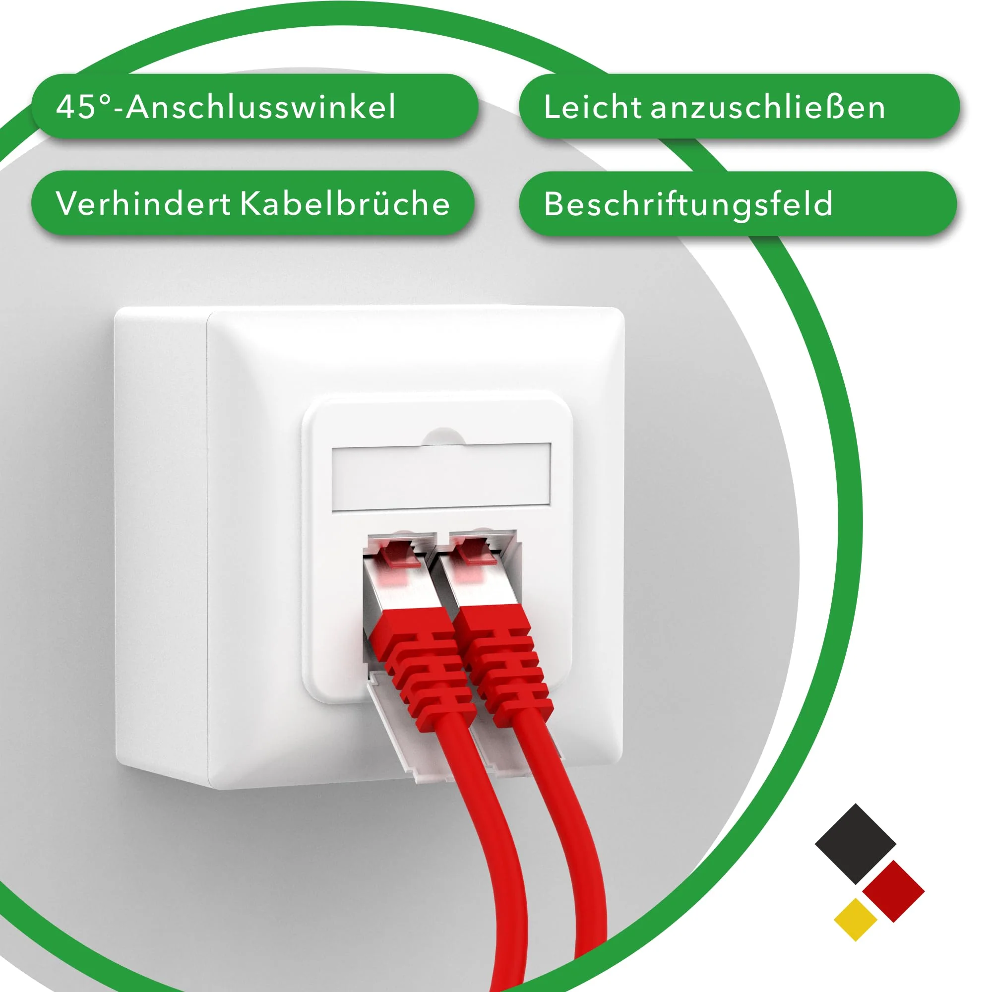 RedStar24 Cat6A Universal Network Socket with 2x RJ45 Ports - 10 Gbit/s Shielded LAN Socket for Surface-Mounted and Flush-Mounted, Compatible with CAT7/CAT6/CAT5, POE Enabled, Signal White, Complies 1 Stück - Image 6