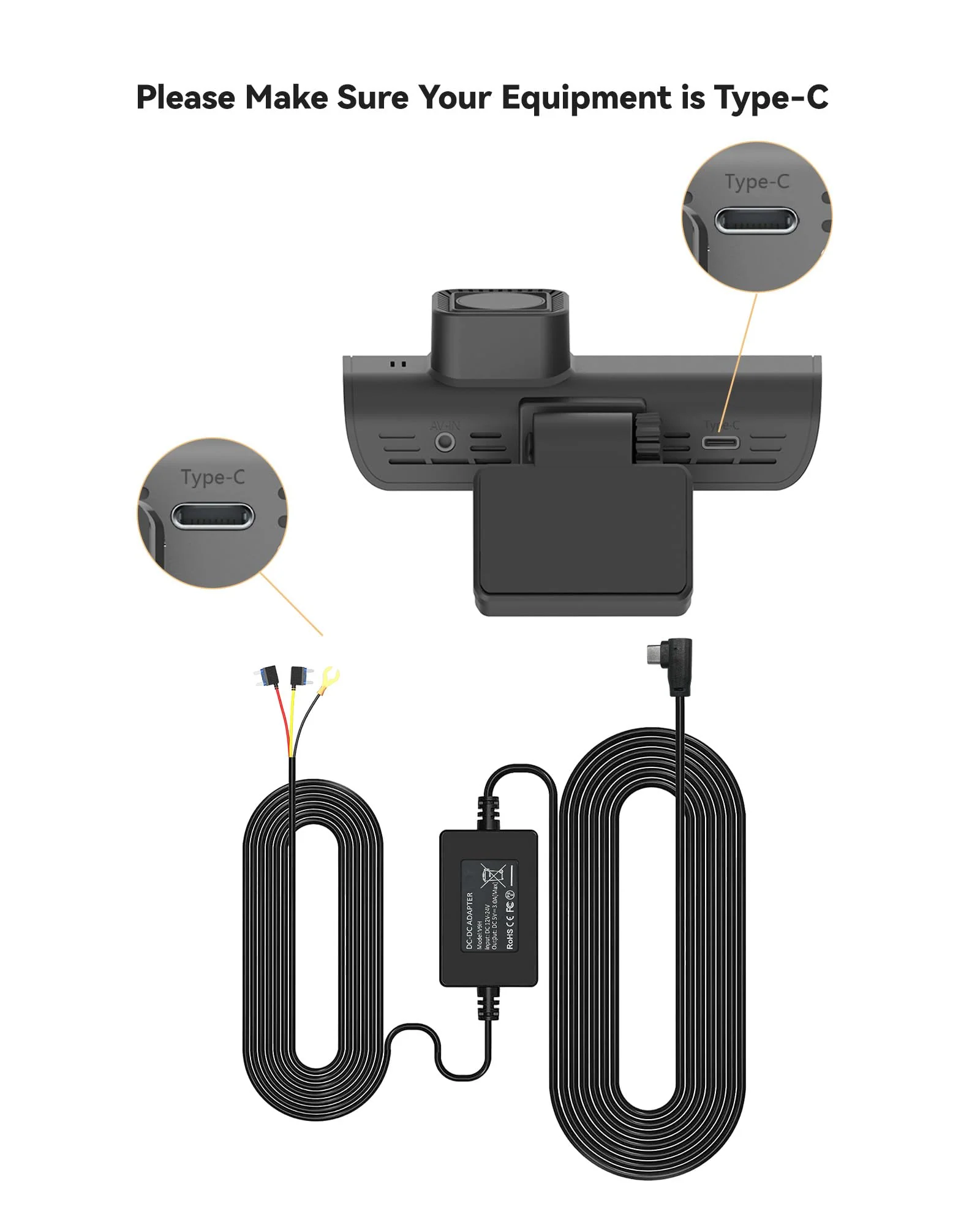 REDTIGER F7N Dash Cam Hardwire Kit, 21.3ft USB C Port Hard Wire Kit for Dashcam,Converts 12V-24V to 5V/2.5A Low Voltage Protection - Image 2