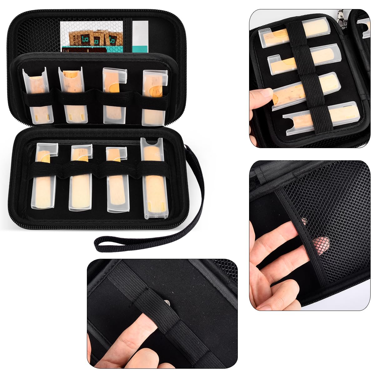 Reeds Case Compatible with Vandoren/for D'Addario Woodwinds/for Sovvid/for Glory Saxophone Clarinet Reeds. Storage Holder for 12 pcs Reed and Humidity Pack (Box Only) -Black Inner Black inner - Image 3