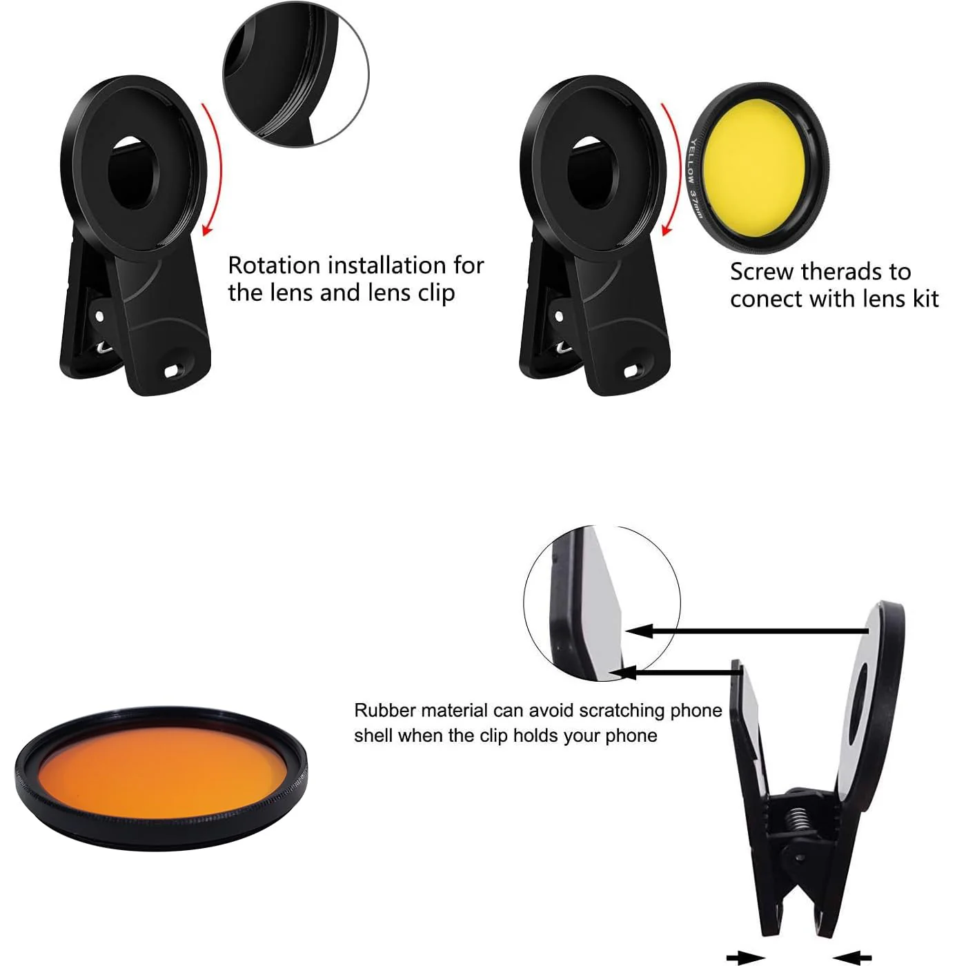 Reef Coral Lens Phone Kits for Phone 7 Lenses Kit 1 Dust Shield Case 2 Lens Clips - Image 7