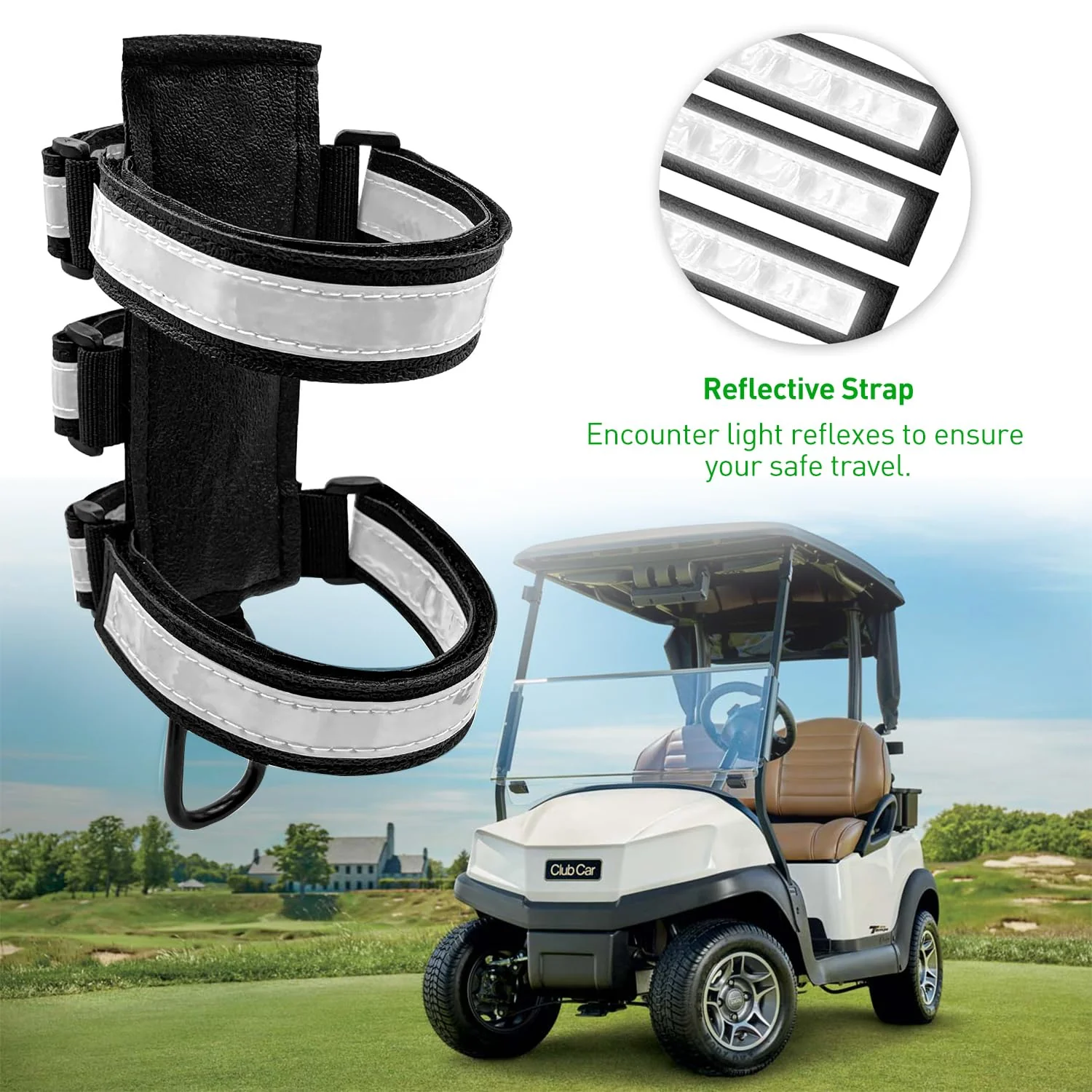 Reflective Bike Speaker Mount Compatible with Golf Cart Motorcycle UTV Ebike Bicycle Scooter Wheeler Chair Handlebar, XL Large Adjustable Speaker Holder Strap for Outdoor Use - Image 3