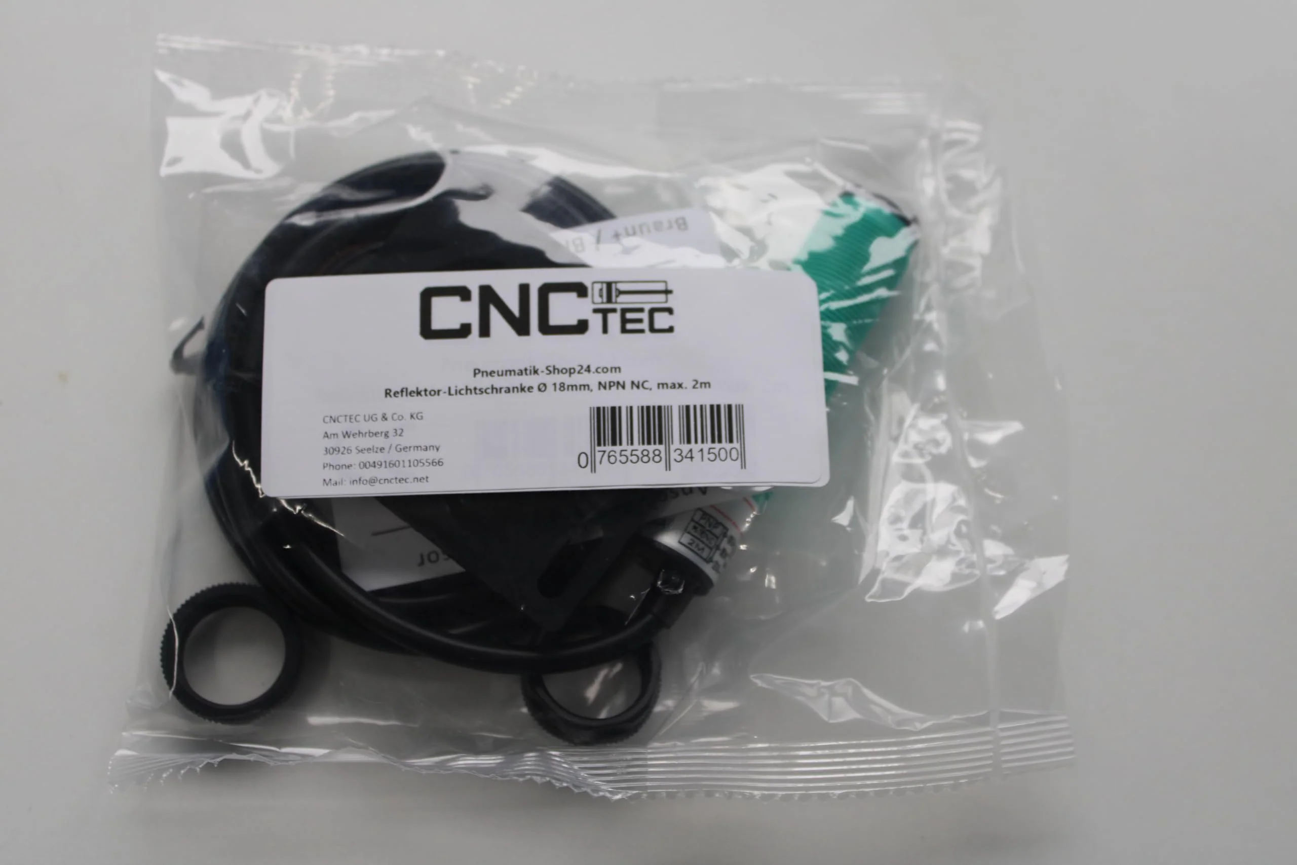 Reflector Photoelectric Sensor 6-36 Volt DC NPN NC, Diameter 18 mm Light Barrier with Mirror IR Photoelectric Sensor up to 2 Metres (Reflection Light Barrier, 2 Metres, Diameter 18 mm, NPN NC) - Image 2
