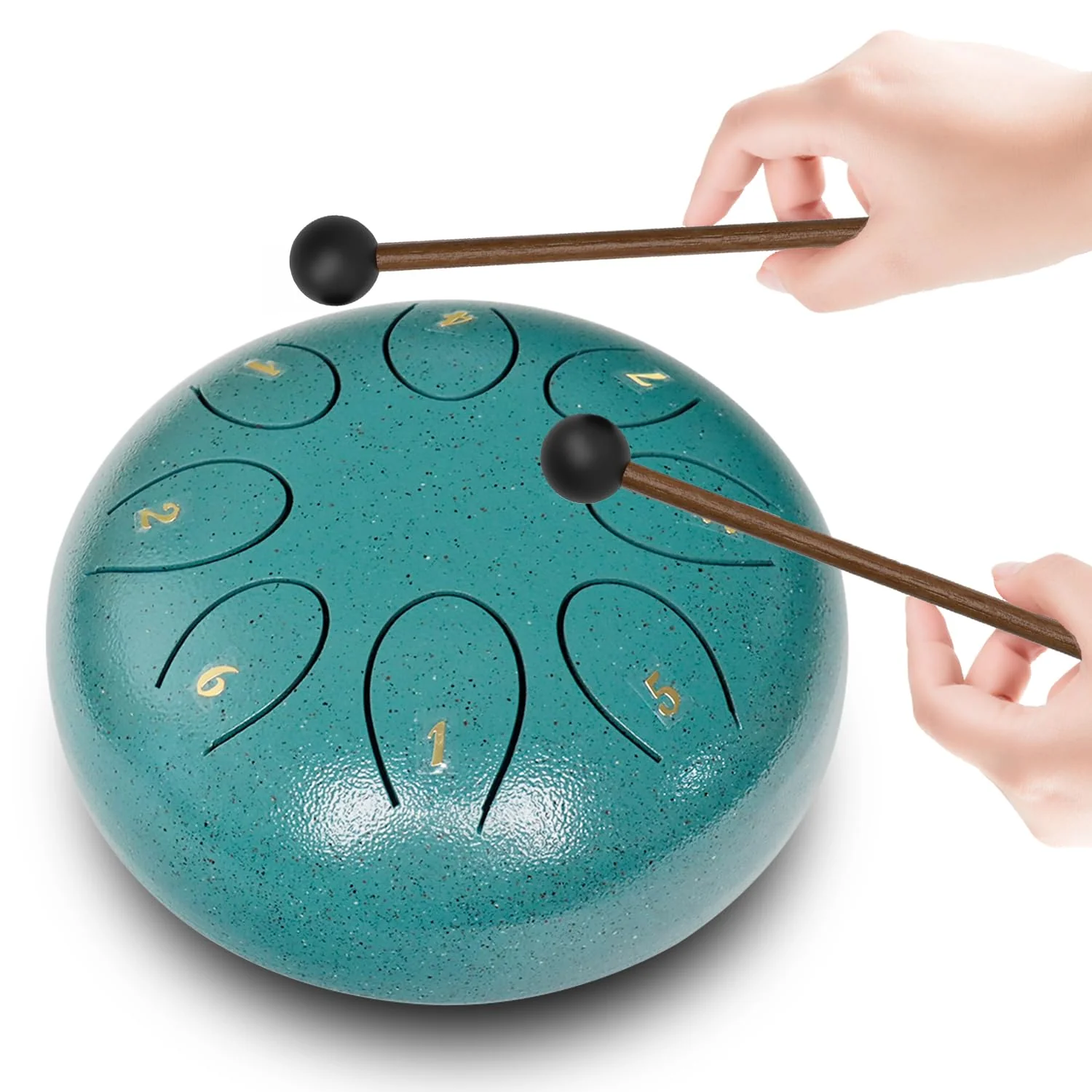 REGIS Steel Tongue Drum 6 inch 8 Notes Musical Percussion Instrument, rain Drum for Outside - Musician Gift for Family and Friends(malachite) malachite - Image 6