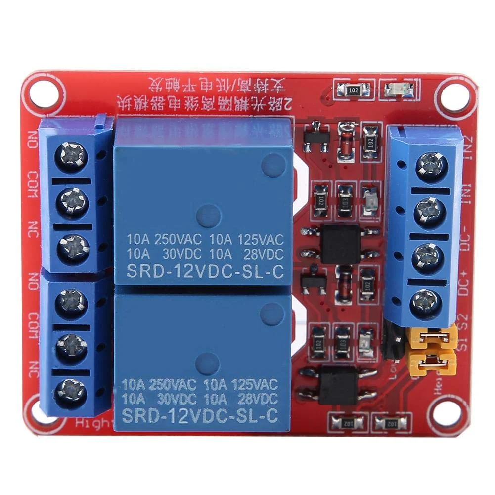 Relay 12 V 2 Change, 12 V Relay Module Board with Optocoupler, Relay Module 12 V 2 Channel, 2 Channel Relay Module 12 V, High and Low Level Trigger for Controlling Sps Automation Devices (12 V)