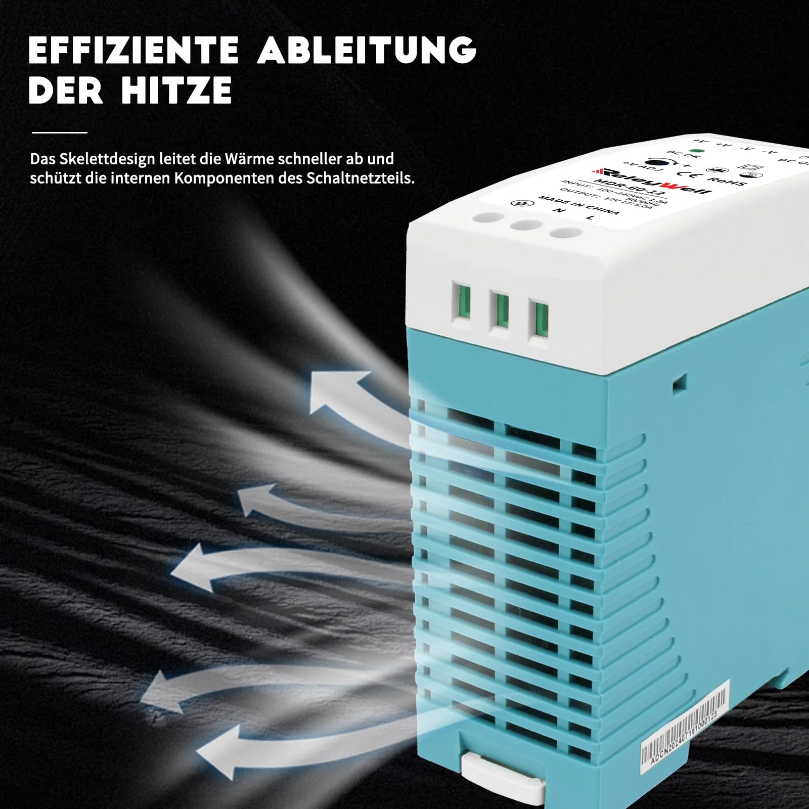 ReleyWell, MDR-60-12 DIN Rail Power Supply 12 V, 60 W, 5 A; Transformer 230 V to 12 V LED, DIN Rail, 12 Volt Power Supply, Bell Transformer, ReleyWell, MDR-60-12 12V 60w - Image 4