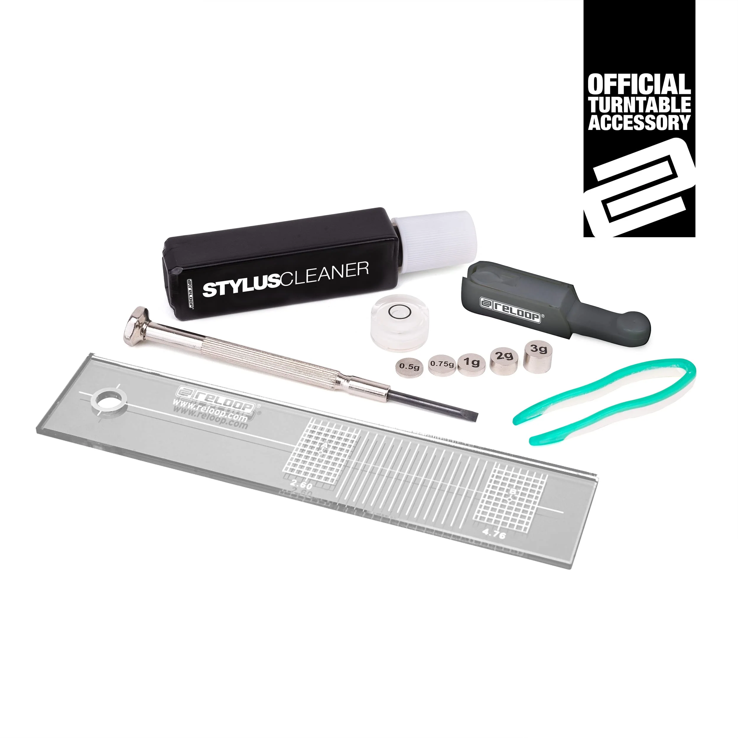Reloop Turntable Cartridge Mount & Gauge Set - All-in-One Set for Adjusting, Adjusting and Cleaning Turntable Tone Arm and Pickups, Mirrored SME Adjustment Template - Image 7