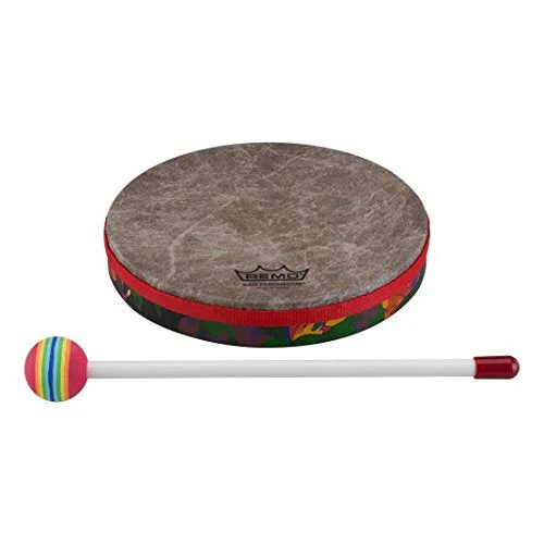 REMO Drum, KIDS PERCUSSION®, Hand Drum, 8" Diameter, 1.25" Depth, Fabric Rain Forest - Image 3