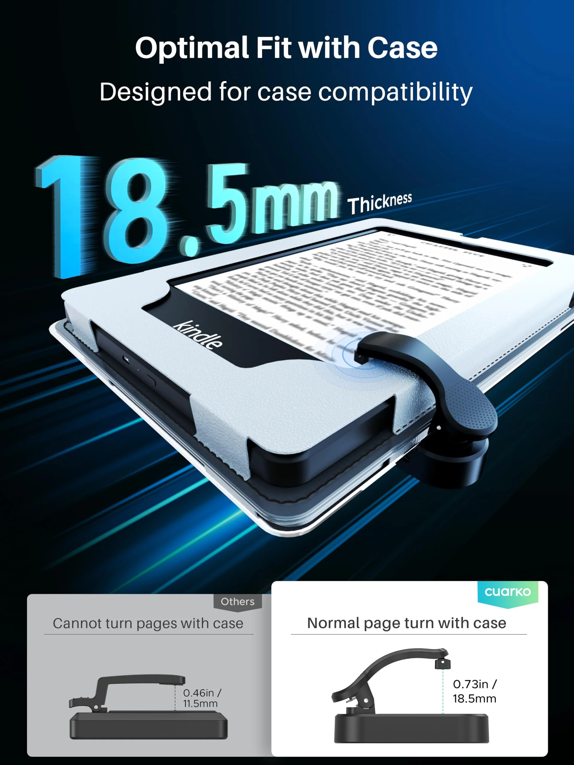 Remote Control Page Turner [Case Friendly] for Kindle Paperwhite Oasis Kobo eReaders, Kindle Accessories Clicker for Remote Photo & Video, Reading Novels/Comics for iPhone iPad Android Tablet -Black - Image 3