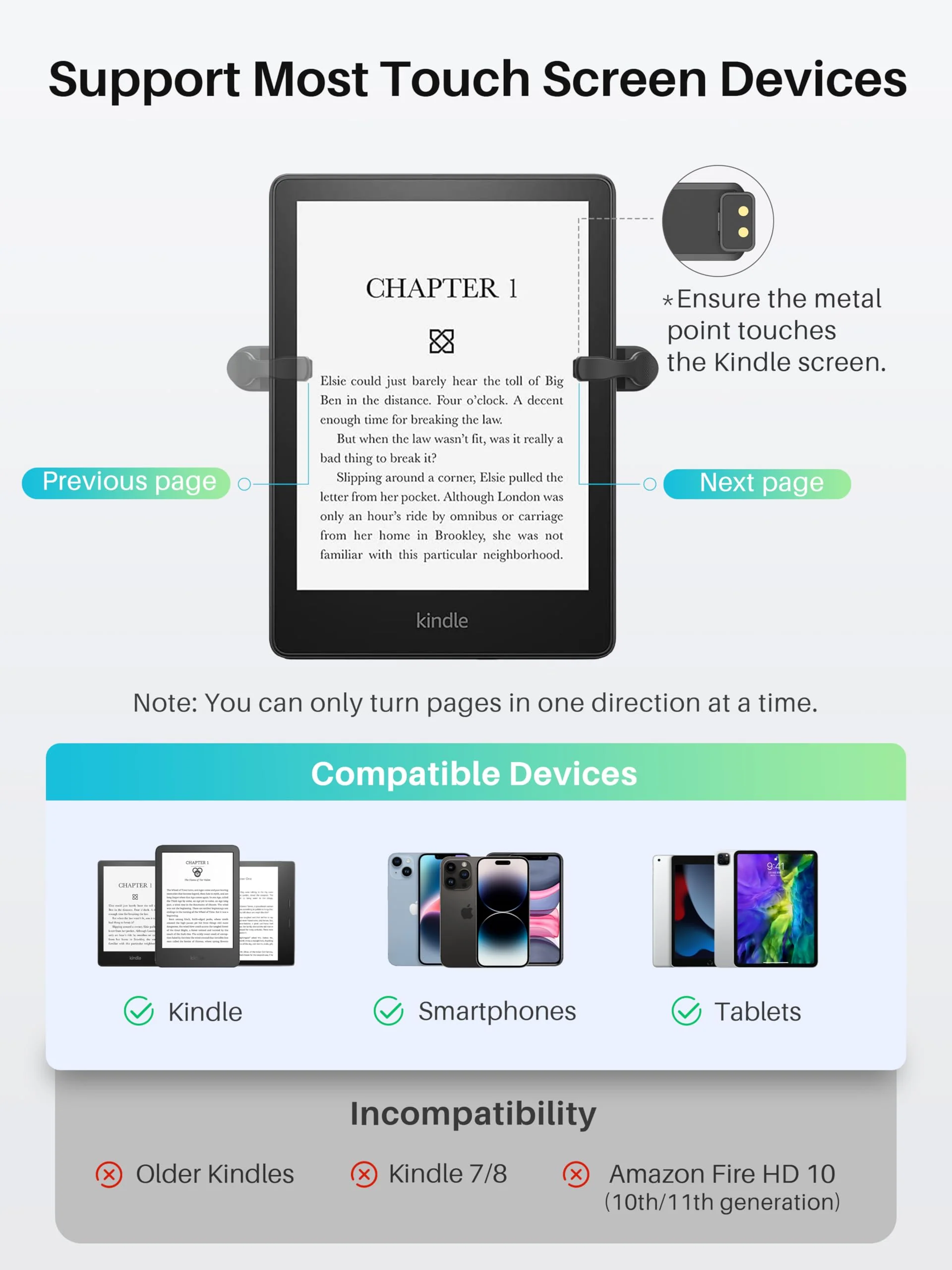 Remote Control Page Turner [Case Friendly] for Kindle Paperwhite Oasis Kobo eReaders, Kindle Accessories Clicker for Remote Photo & Video, Reading Novels/Comics for iPhone iPad Android Tablet -Black - Image 6