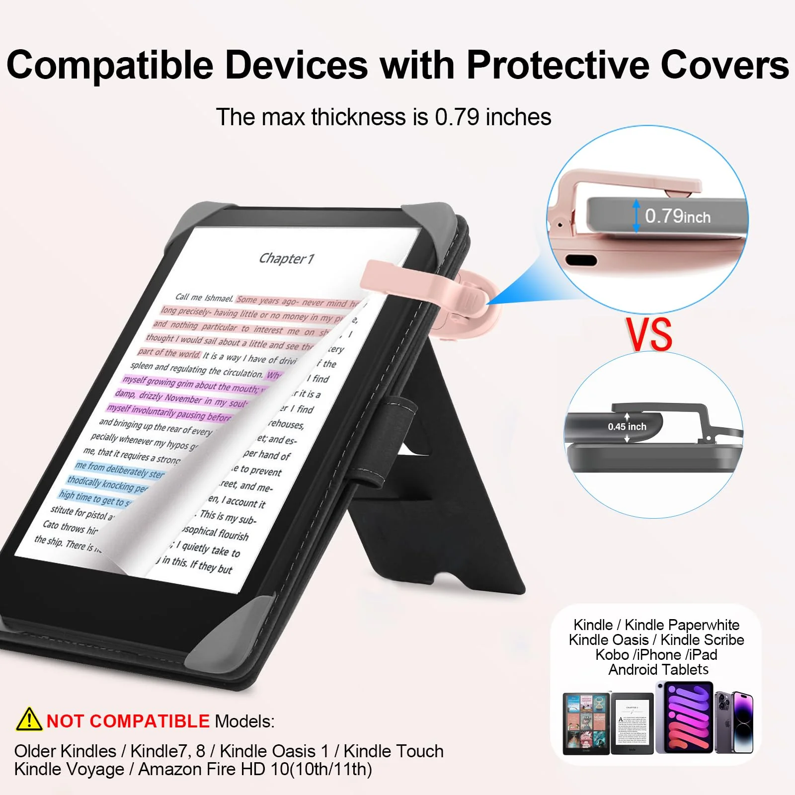 Remote Control Page Turner for Kindle Paperwhite Colorsoft Scribe Oasis,Kindle Accessories Compatible Kindle with Protective Case,Page Turner for iPad Tablet Phone Reading,Camera Video Remote Triggers Pink - Image 2