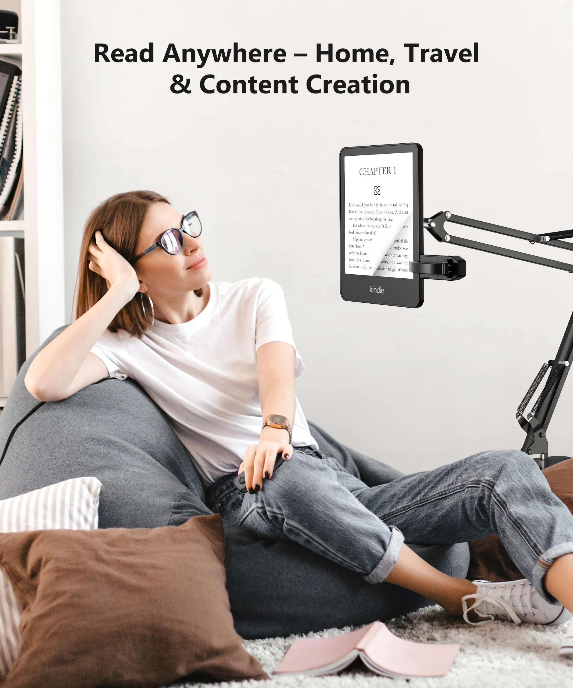 Remote Control Page Turner for Kindle Paperwhite Kobo eReaders, Page Turner Clicker with Wireless Remote Compatible with iPad, Tablets, Cellphones Black - Image 3