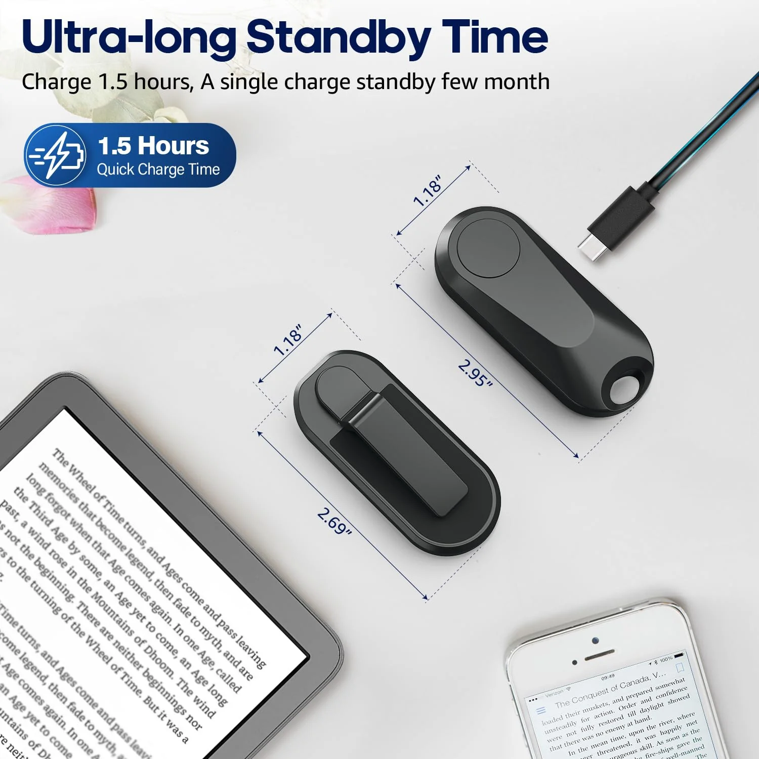 Remote Control Page Turner for Kindle Paperwhite Oasis Kobo eReaders, Camera Camcorder Remote Controls, Page Turner Clicker for ipad Tablets Reading Novels with Wrist Strap Storage Bag Black - Image 6