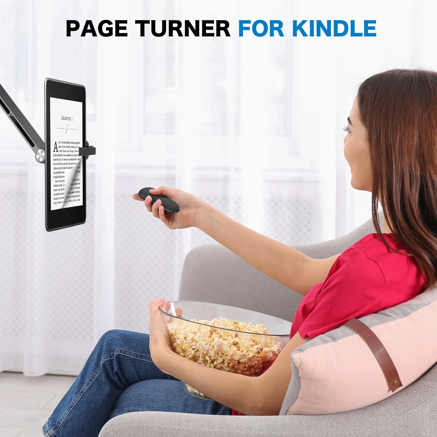 Remote Control Page Turner for Kindle Paperwhite Oasis Scribe eReaders, Page Turner Clicker for iPad Tablets Reading Novels Taking, Phone Camera Video Record Remote Triggers, Black - Image 2