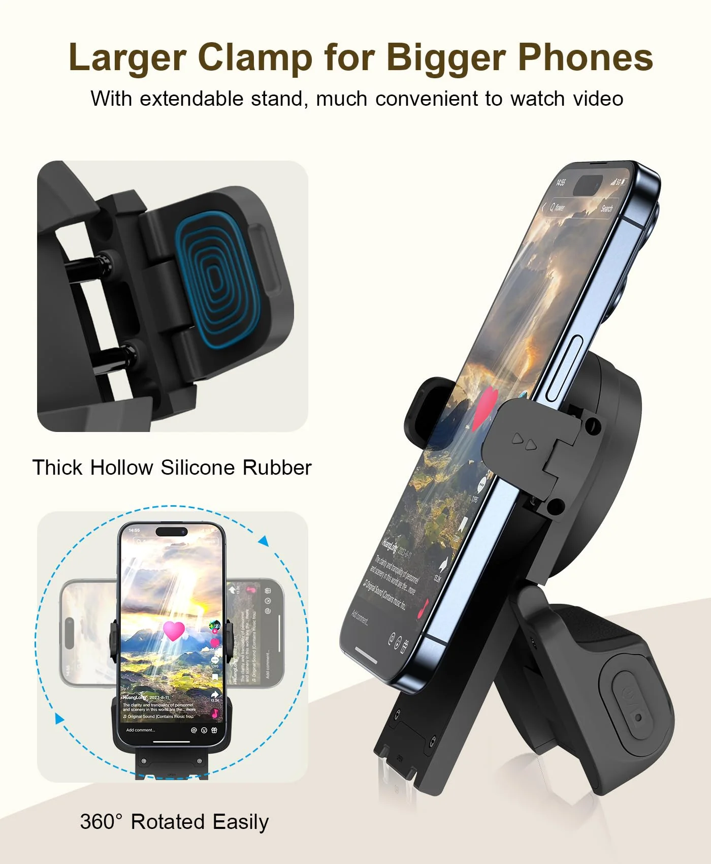 Remote Control Scrolling for TikTok, Page Turner for Kindle App, Camera Camcorder Remote Controls, Scrolling Remote for TikTok/iOS/Android/iPad/iPhone/Tablet with Phone Stand Black - Image 7