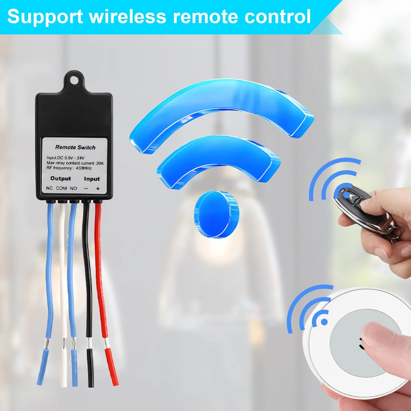 Remote Control Switch, 12 V Radio Switch, DC5.5 V ~ 30 V 5 A Relay Remote Switch, 50 m Long Range Radio Switch with 2 Remote Controls for Ceiling Lights, Motor, Lamps Christmas Decoration - Image 3