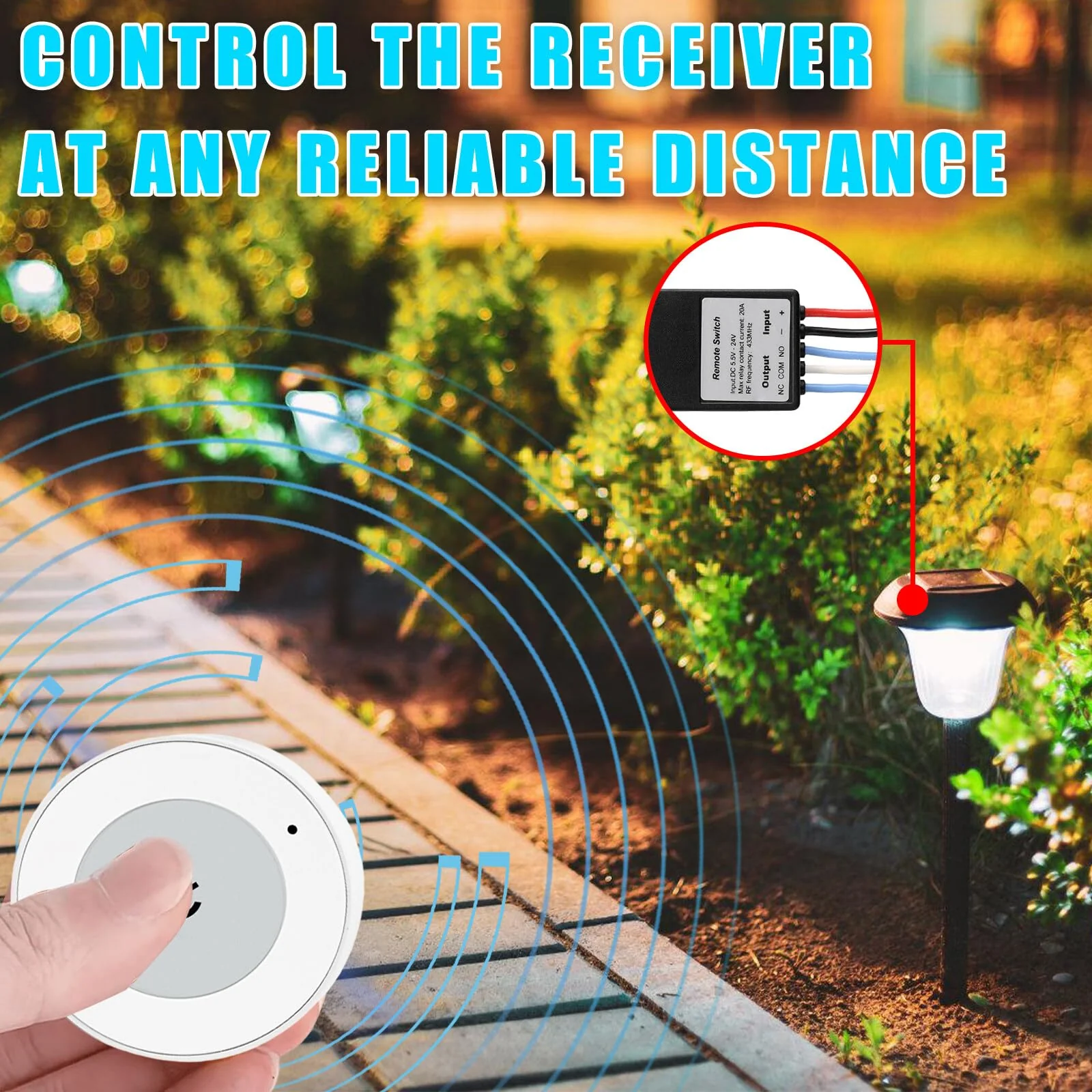 Remote Control Switch, 12 V Radio Switch, DC5.5 V ~ 30 V 5 A Relay Remote Switch, 50 m Long Range Radio Switch with 2 Remote Controls for Ceiling Lights, Motor, Lamps Christmas Decoration - Image 5