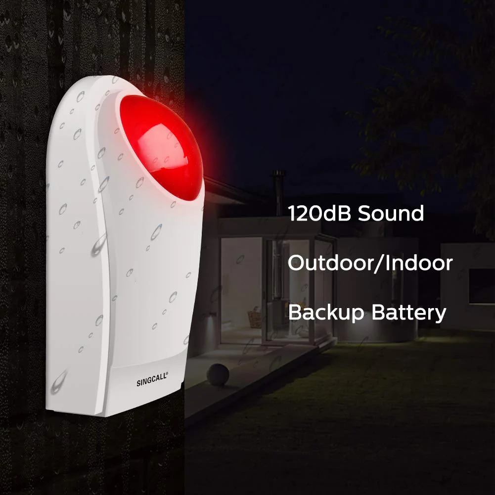 Remote Emergency Strobe Siren Alarm Kit Waterproof Outdoor Loud Panic SOS Warning System for Business Home Shop Hotel School 300ft 1 Red Flashing Siren+ 2 Call Buttons - Image 8