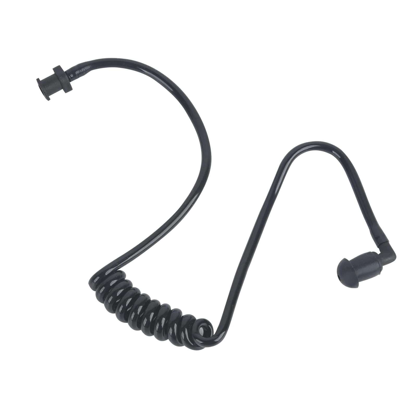 Replacement Acoustic Tube with Connector Replaceable Earpiece Coil Tubes for Two Way Radio Ear Piece Walkie Talkie Surveillance Headset FBI Covert Style Silicon Soft Material (J5, Black) J5 - Image 2