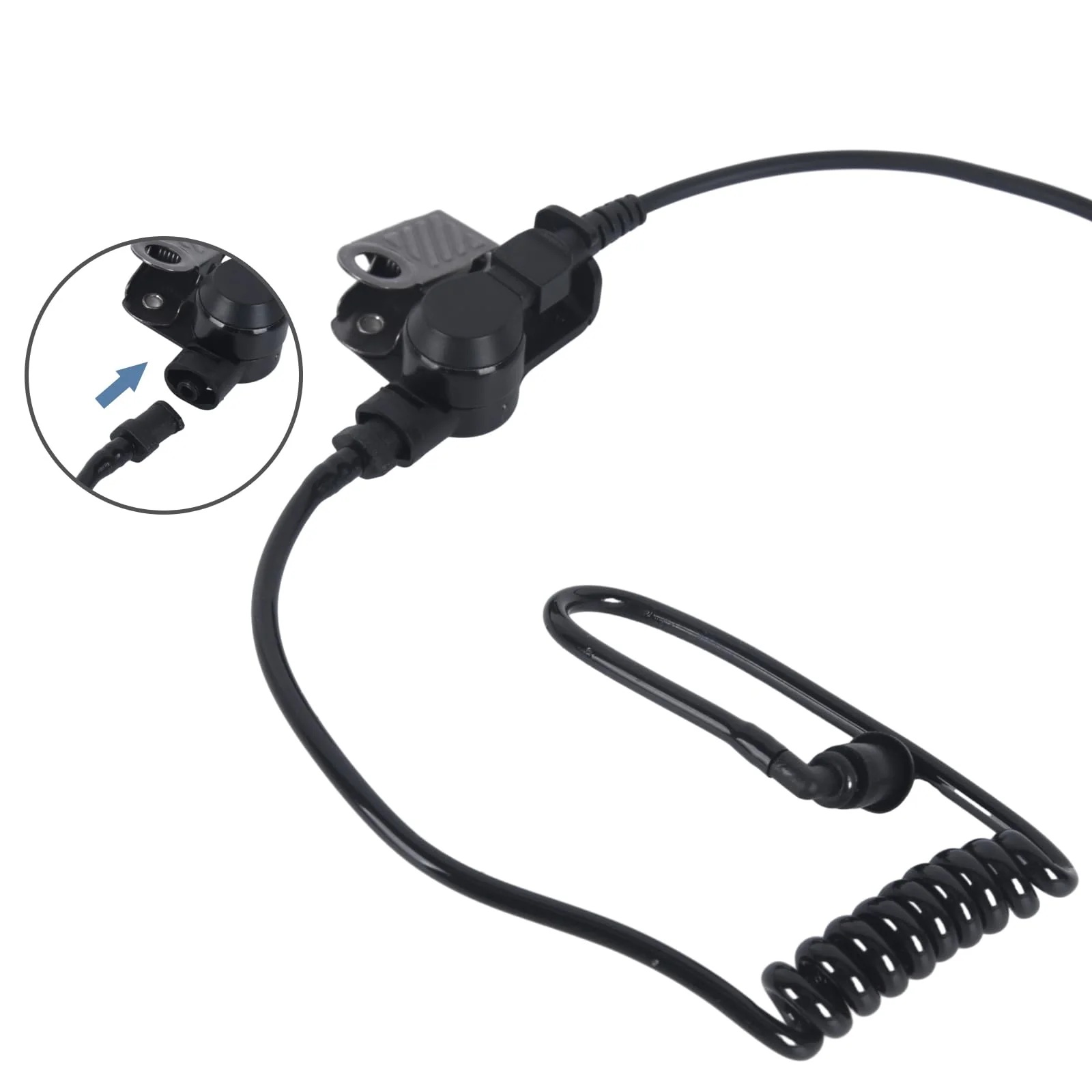 Replacement Acoustic Tube with Connector Replaceable Earpiece Coil Tubes for Two Way Radio Ear Piece Walkie Talkie Surveillance Headset FBI Covert Style Silicon Soft Material (J5, Black) J5 - Image 5