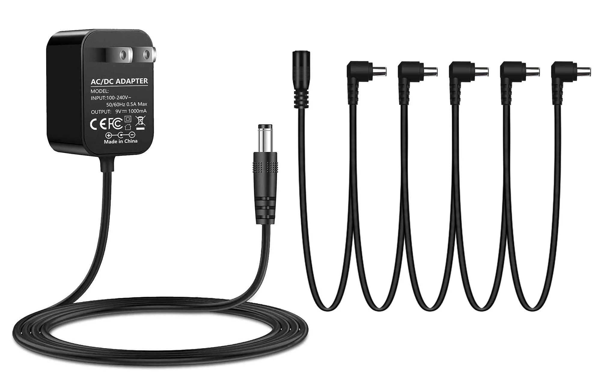 Replacement for 9V Guitar Pedal Power Supply UL Tested 9 Volt Power Supply for Guitar Pedals，1A Tip Negative with 5 Way Daisy Chain Power Cable - Image 8