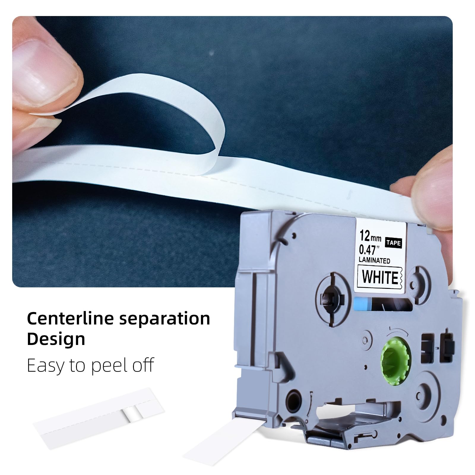 Replacement for Brother P Touch Label Tape, Tape 12mm 0.47 Laminated Black on White Tape, Compatible with Brother PT-D210 D410 H110 D220, 6-PK - Image 4