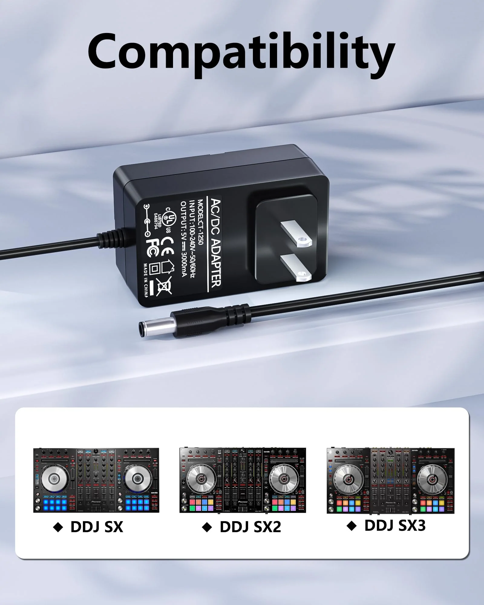 Replacement for Pioneer DJ Controller Charger Compatible with Pioneer Pro DDJ-SX3 DDJ-SX2 DDJ-SX1 DDJ-SX Mixer Switching Transformer Power Adapter Cord - Image 3